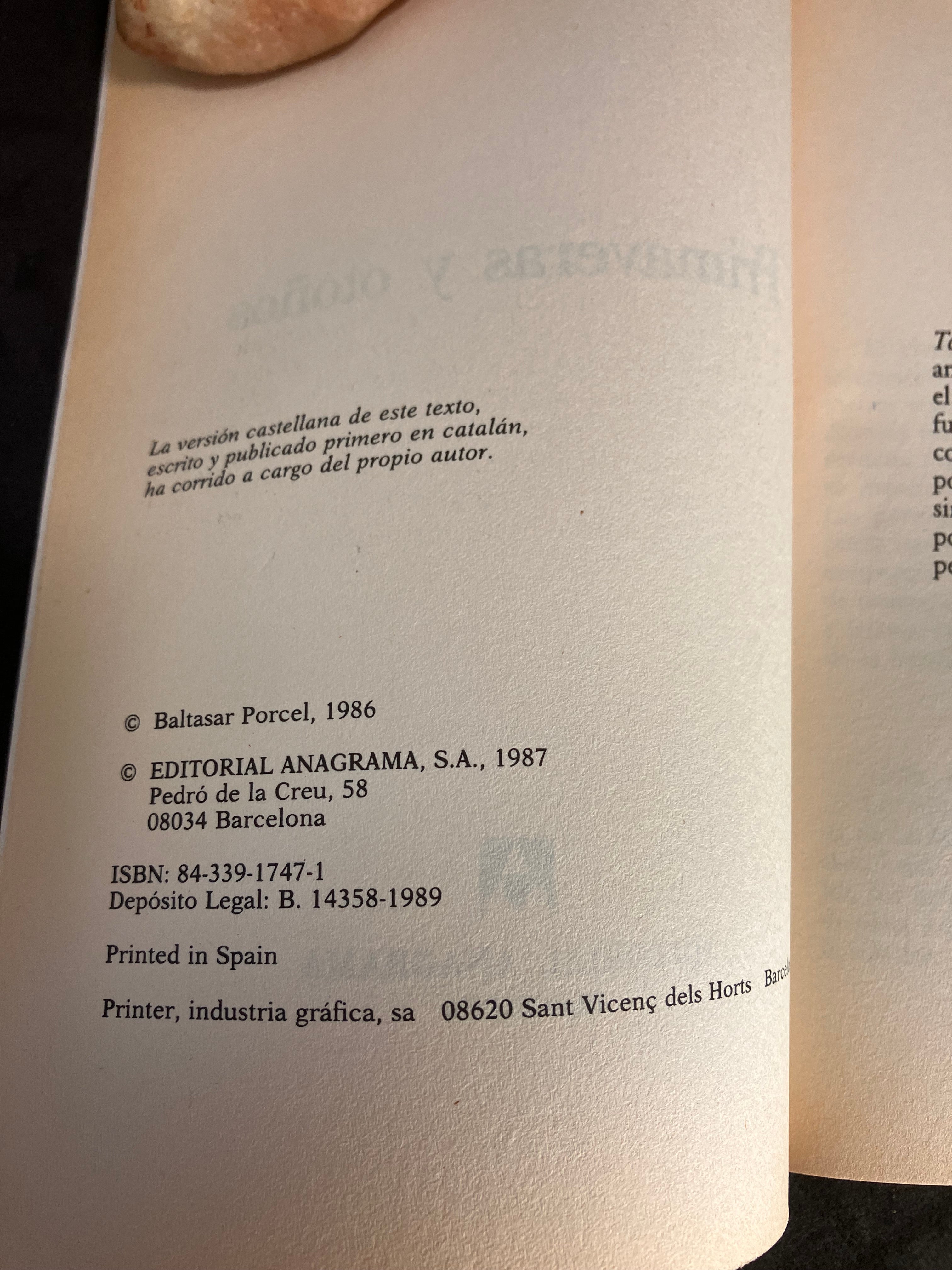 Primaveras y Otoños — Baltasar Porcel (Anagrama, 1987)