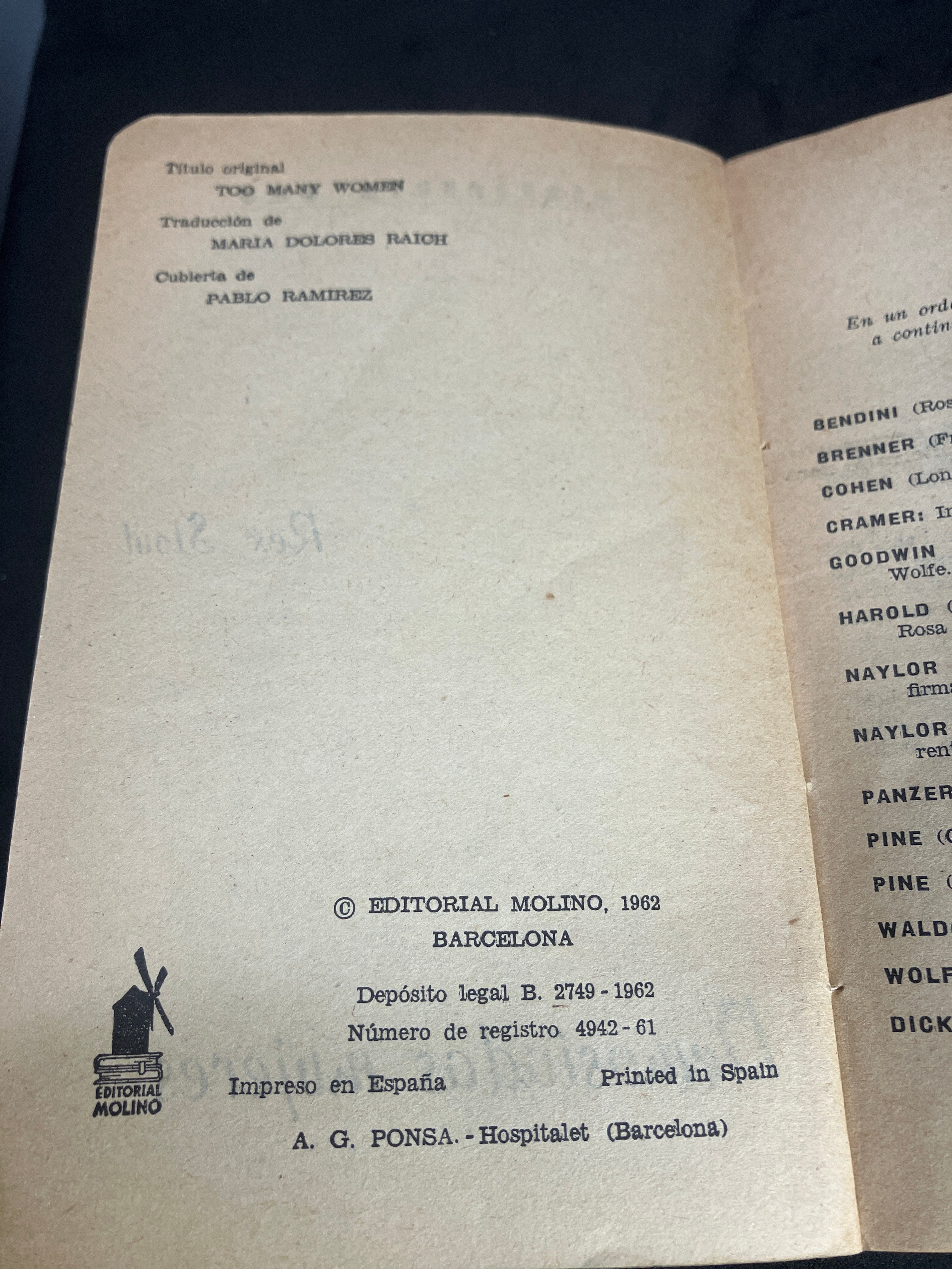 Rex Stout — Demasiadas mujeres (1962) • Editorial Molino “Biblioteca Oro”