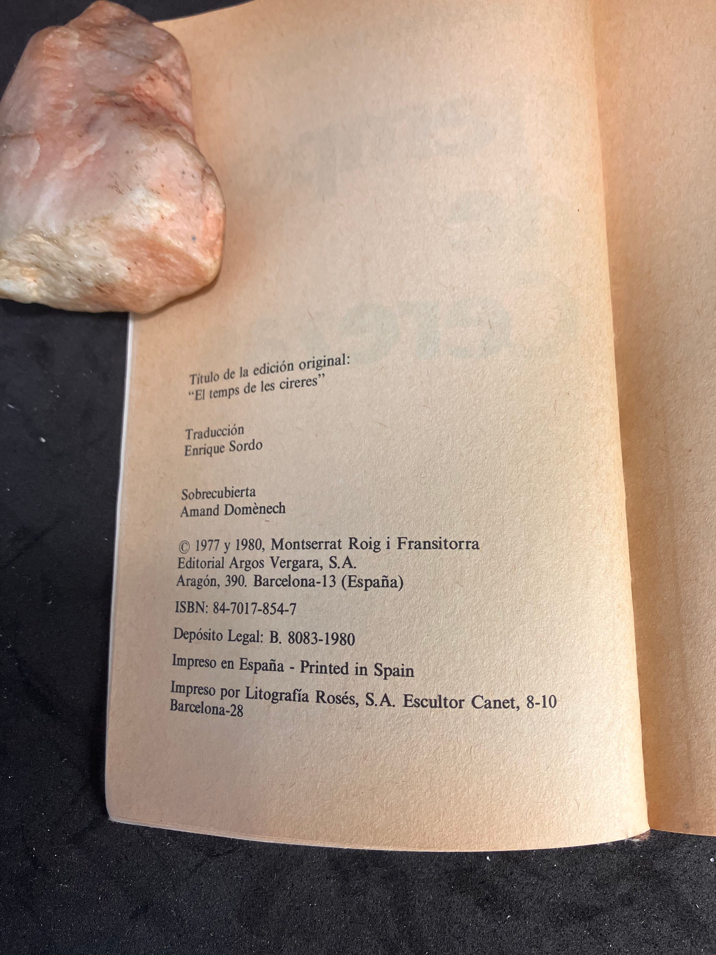 Tiempo de Cerezás – Montserrat Roig (1980) – Édition Argos Vergara – Littérature catalane
