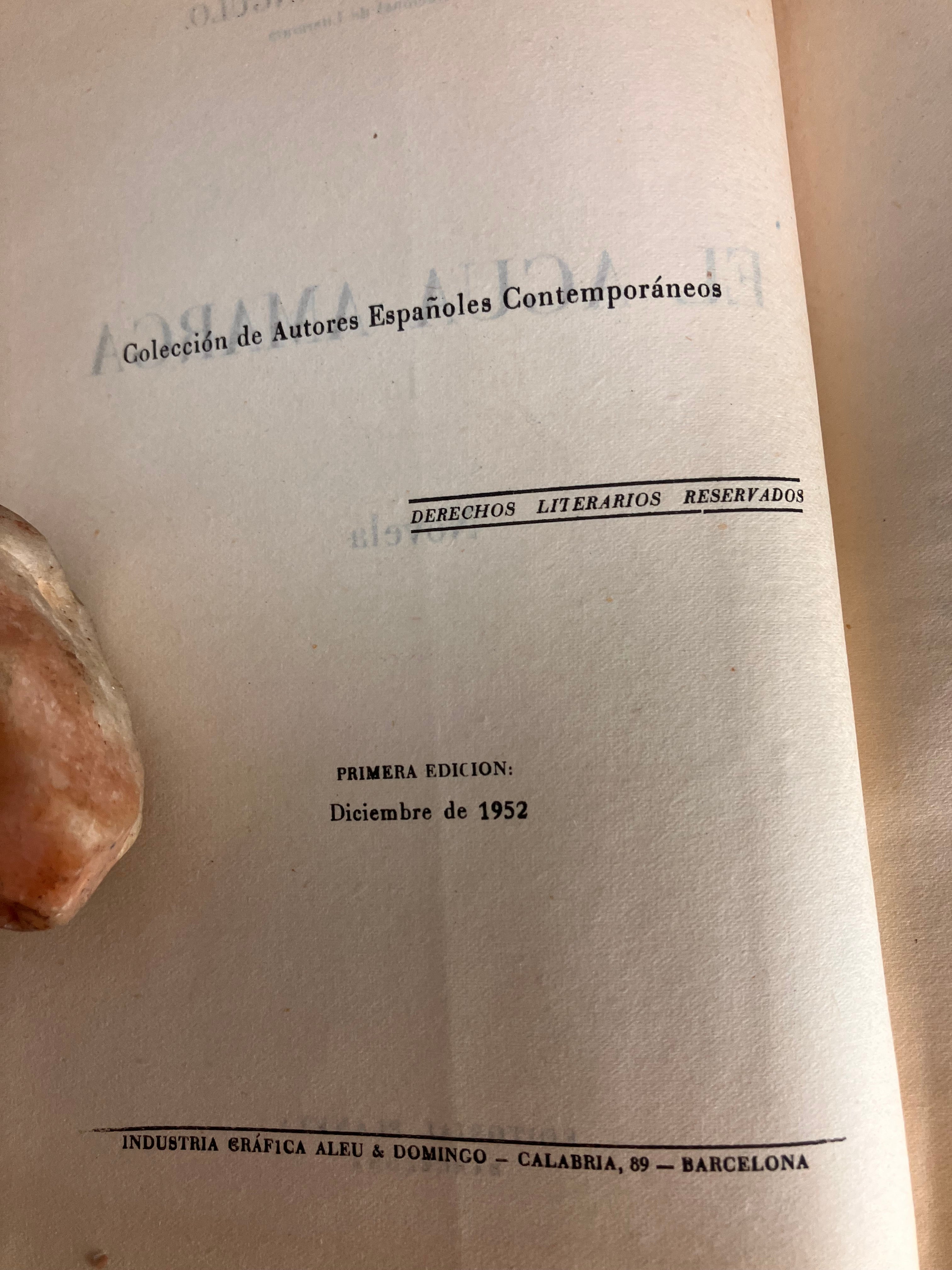 Manuel Pombo Angulo – El agua amarga (1ʳᵉ édition, 1952 – jaquette originale)