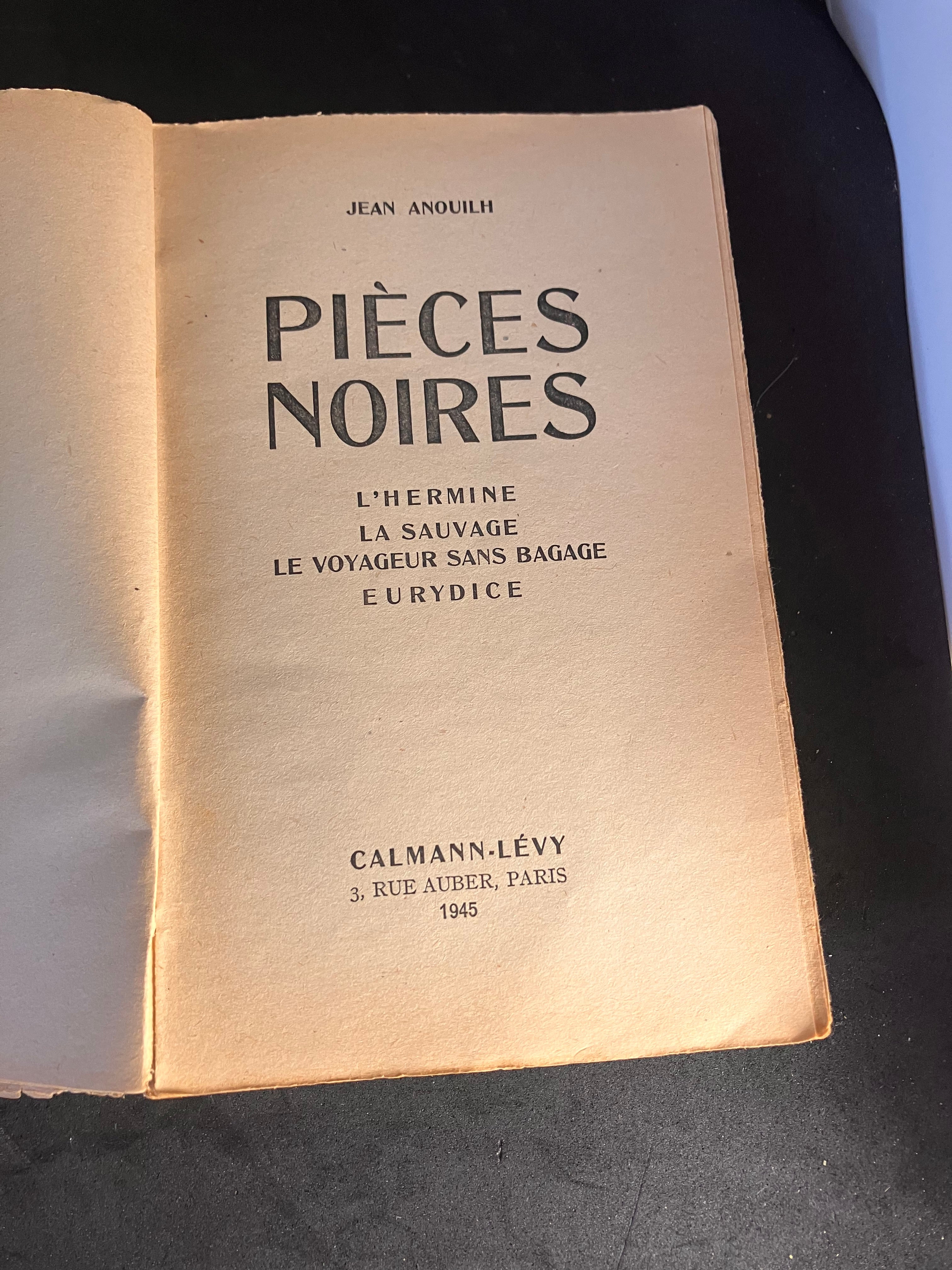 Jean Anouilh – Pièces Noires (Calmann-Lévy, 1945 – édition ancienne)