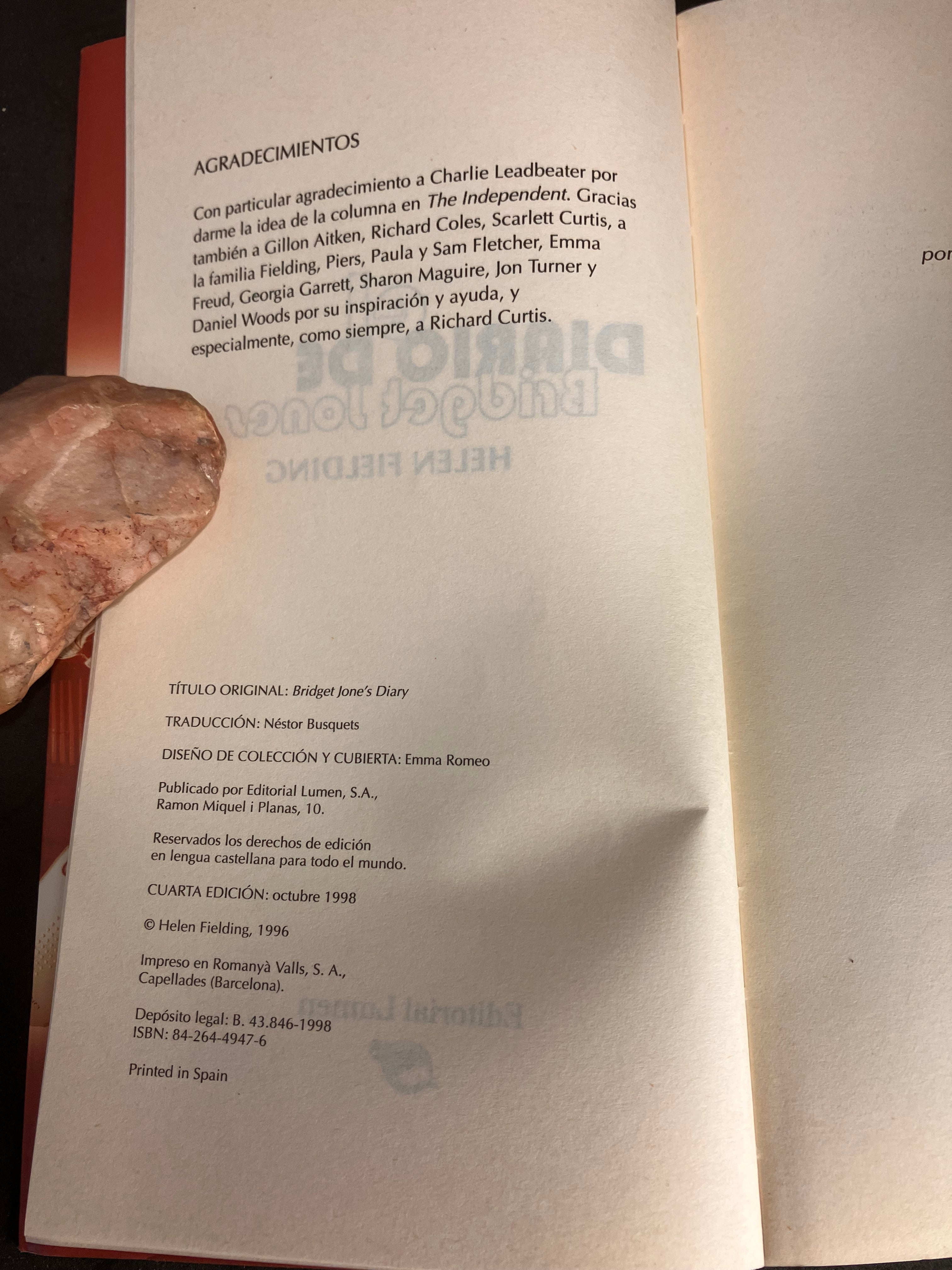 Helen Fielding – El diario de Bridget Jones (Lumen, 4ᵉ édition, 1998)
