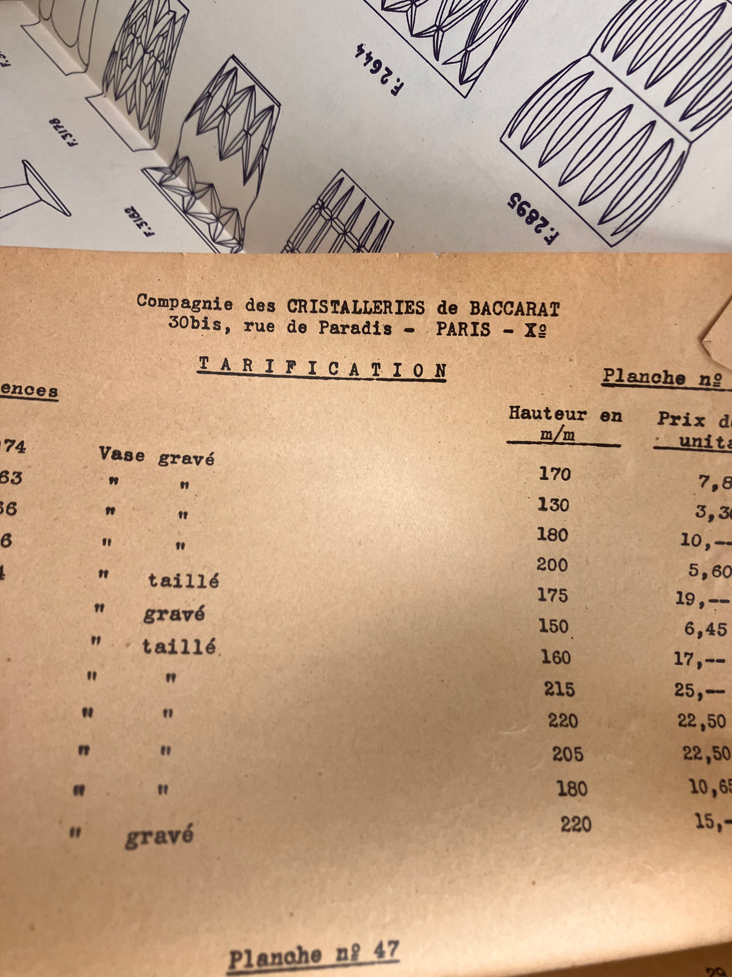 Catalogue Baccarat – Cristalleries de Baccarat – Exposition & Tarifs (1958)