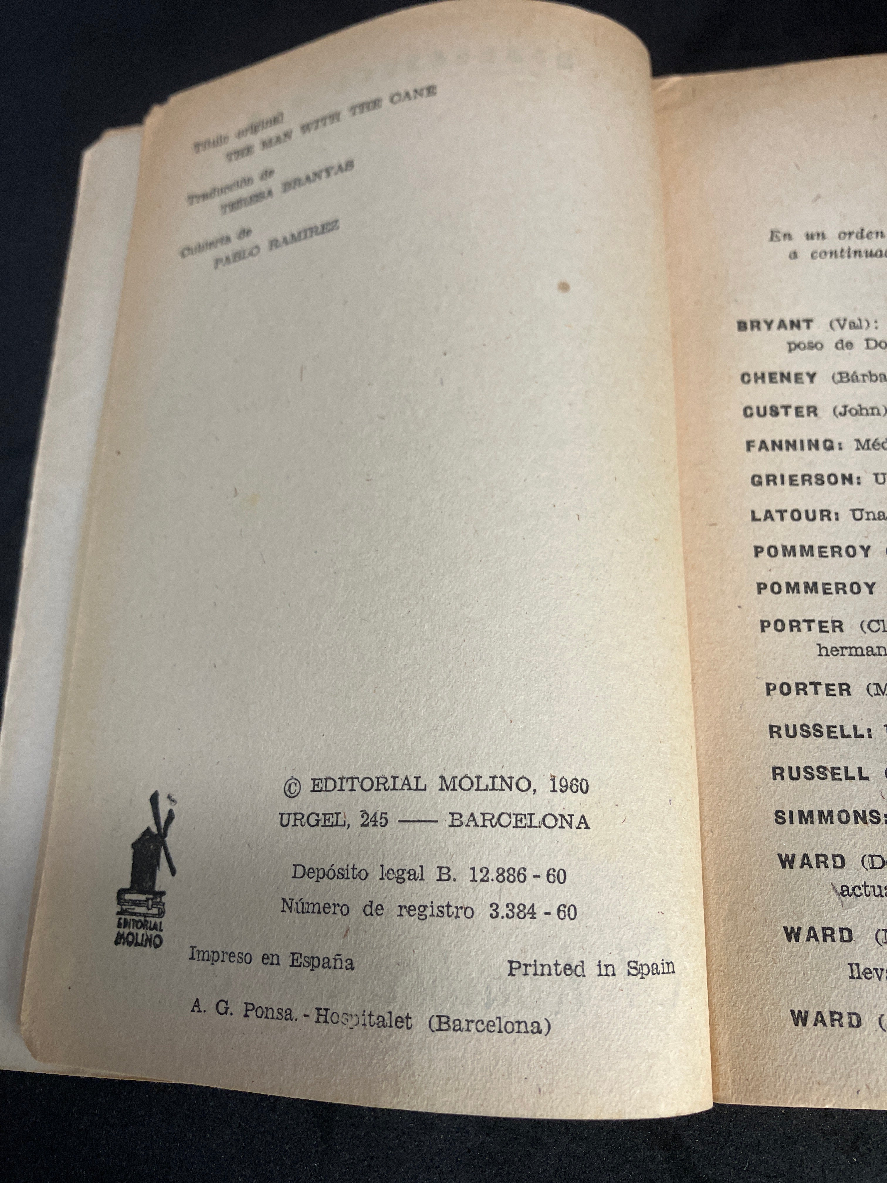 El hombre del bastón — Jean Potts (Biblioteca Oro, Editorial Molino, 1960)