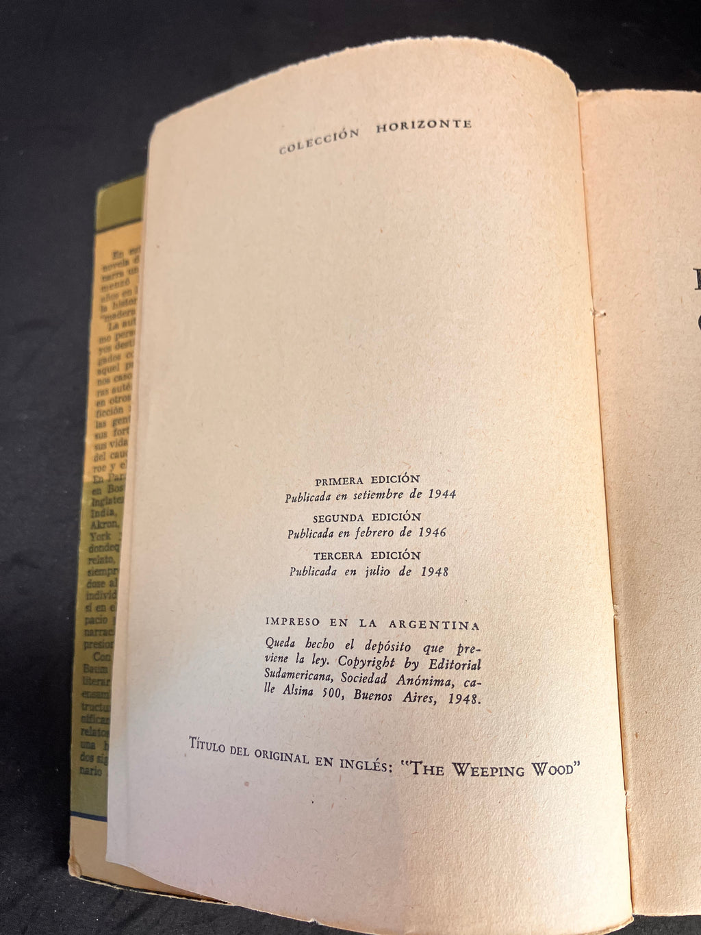 El bosque que llora – Vicki Baum (Editorial Sudamericana, 3ª edición, 1948)