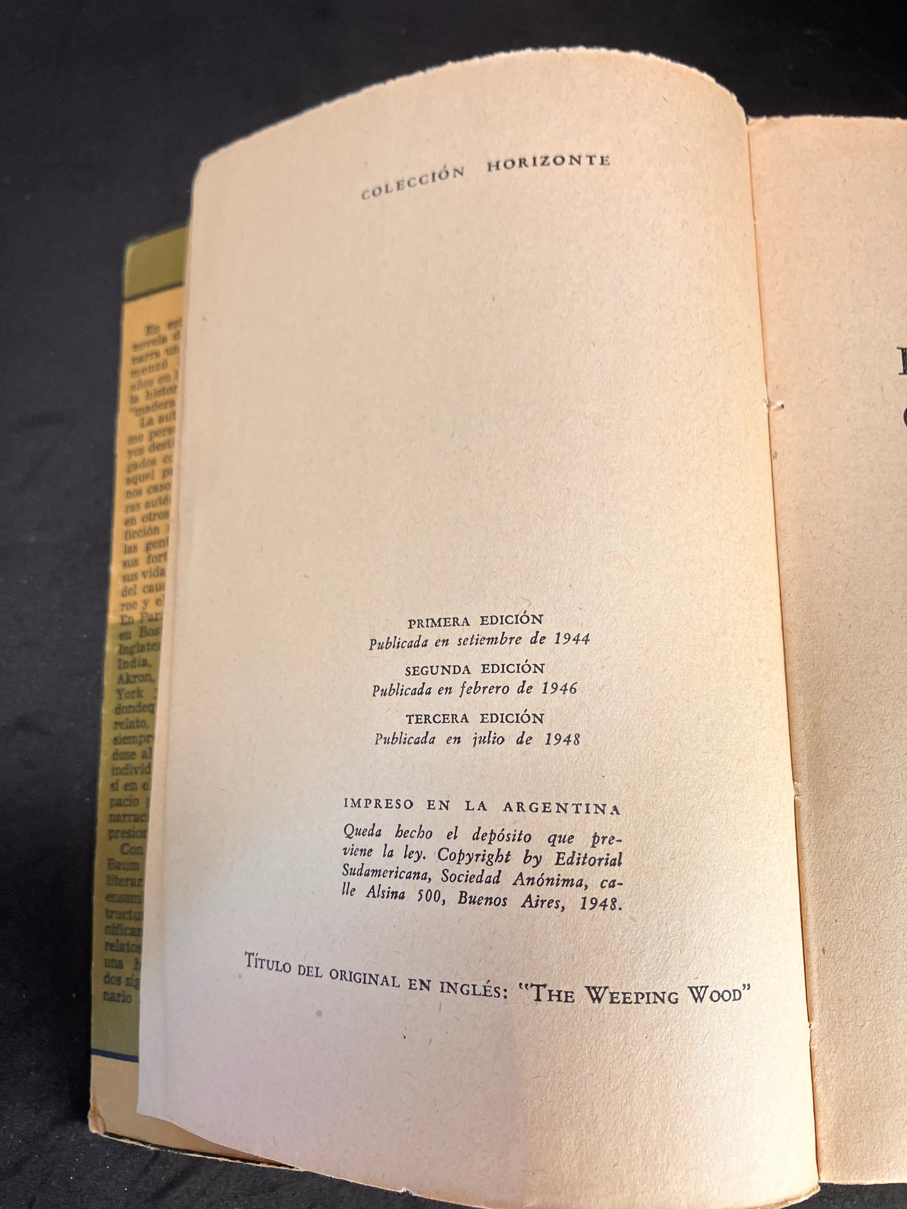 El bosque que llora – Vicki Baum (Editorial Sudamericana, 3ª edición, 1948)