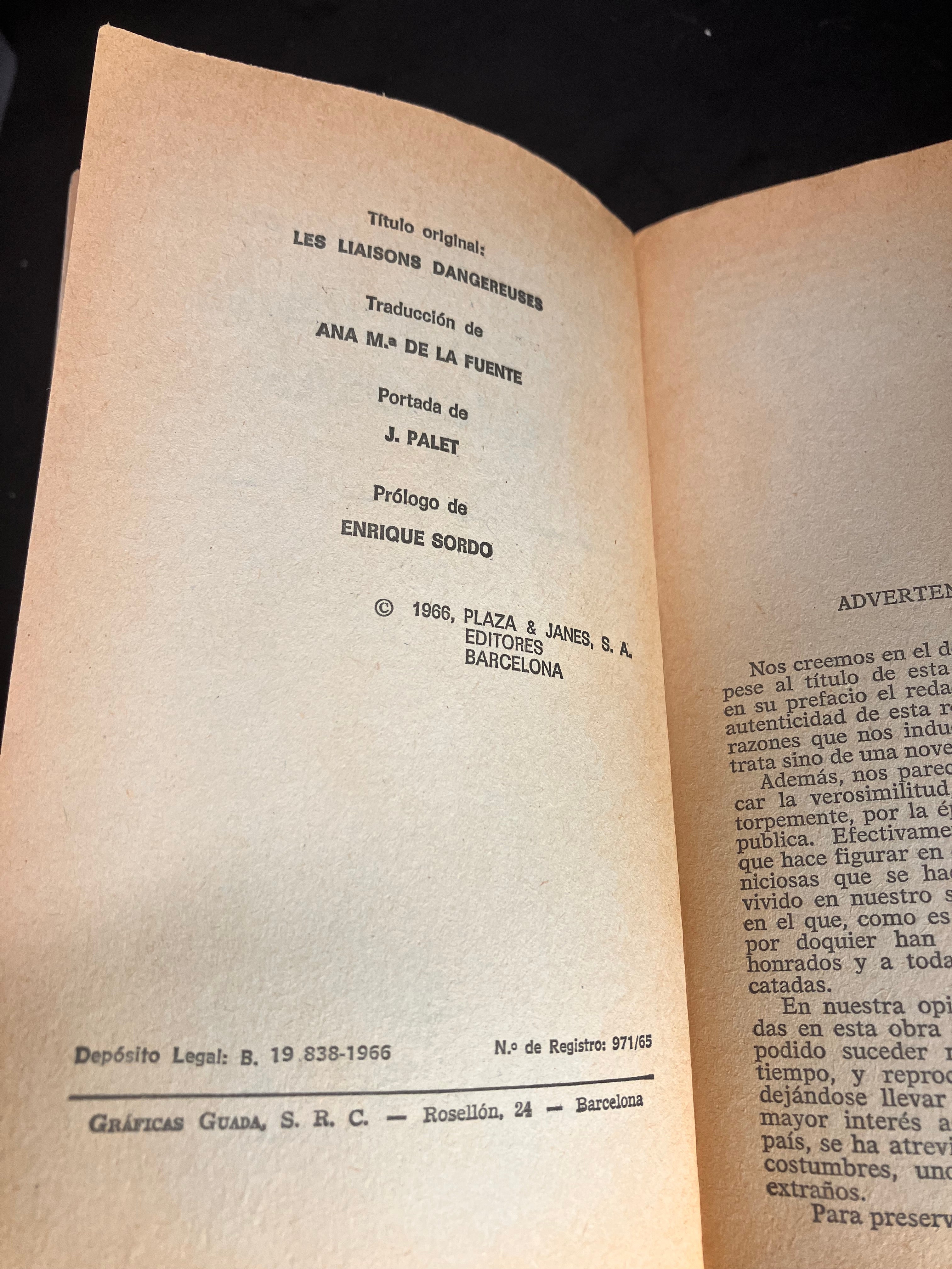 Las relaciones peligrosas – Choderlos de Laclos (Plaza & Janés, edición española, 1966)