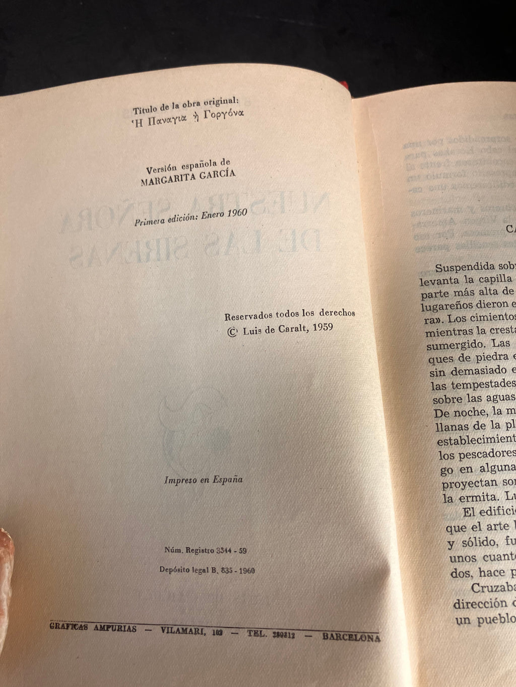Stratis Myrivilis – Nuestra Señora de las Sirenas (Luis de Caralt, Barcelona, 1960 – 1ʳᵉ édition espagnole)