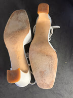 Sandales vintage en cuir blanc cassé – Pointure 36/37