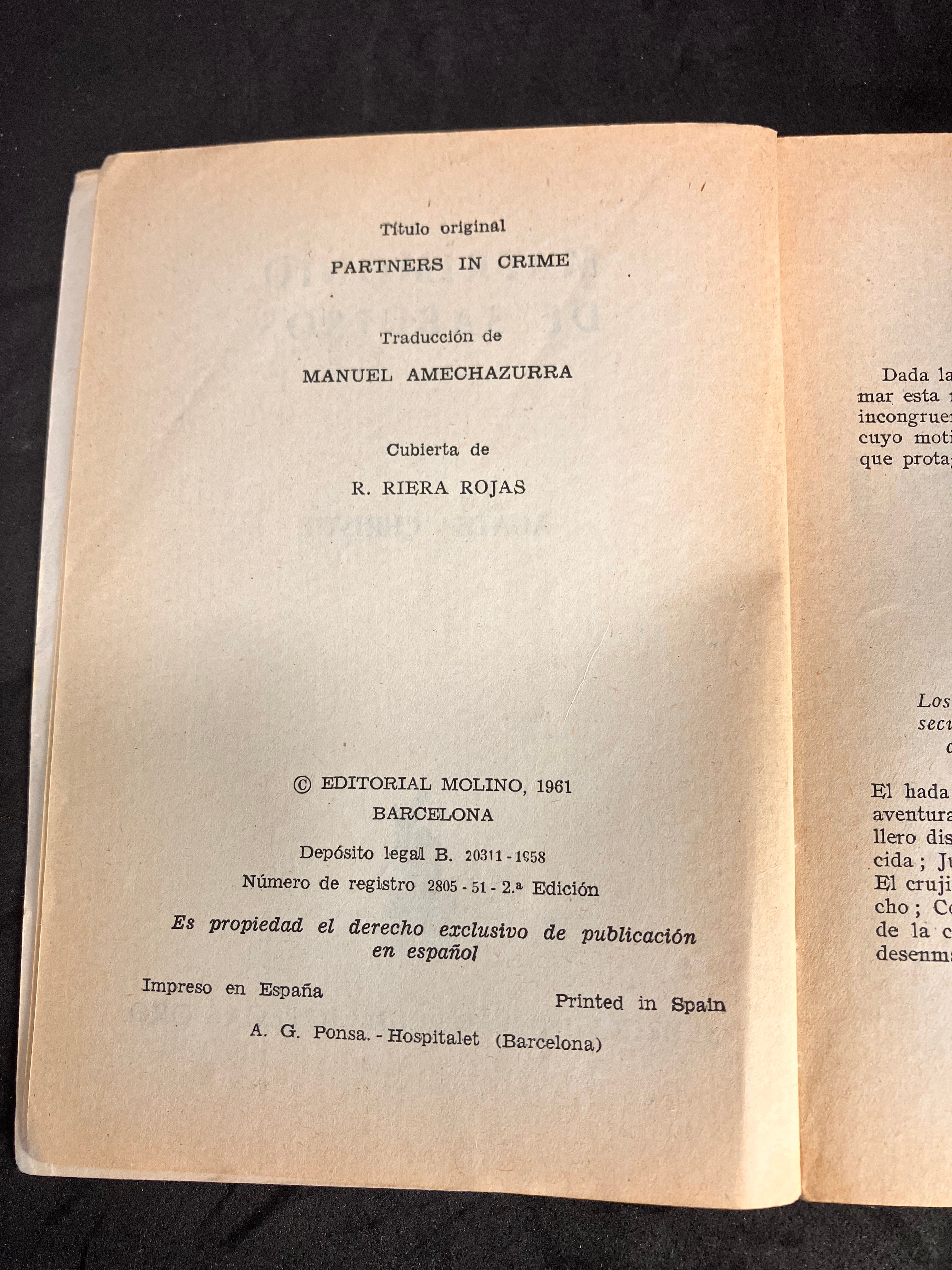 Matrimonio de sabuesos – Agatha Christie (Editorial Molino, Selecciones de Biblioteca Oro, 2ª edición, 1961, trad. Manuel Amechazurra)