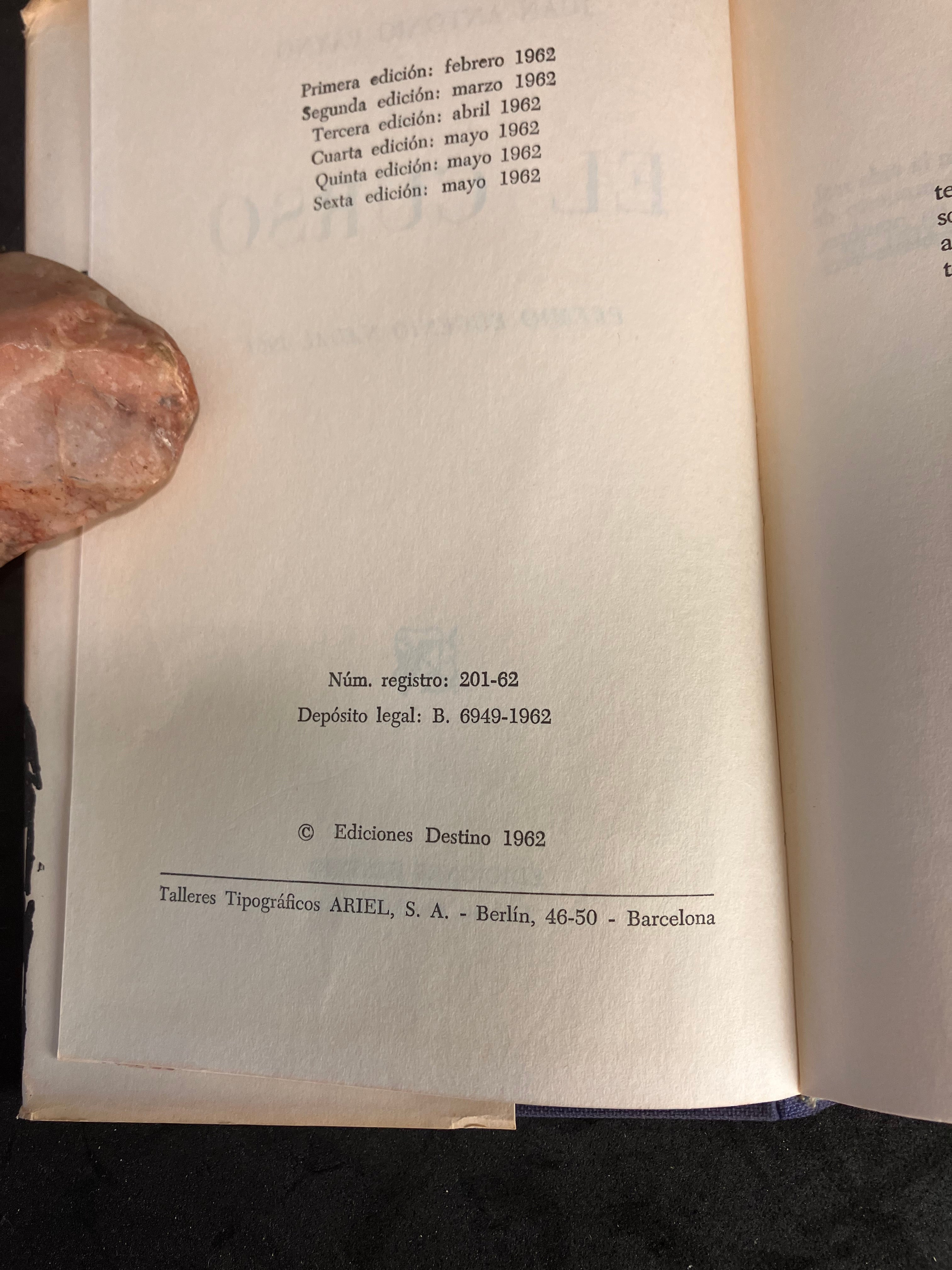 El Curso – Juan Antonio Payno – Ediciones Destino 1962 – Premio Eugenio Nadal 1961