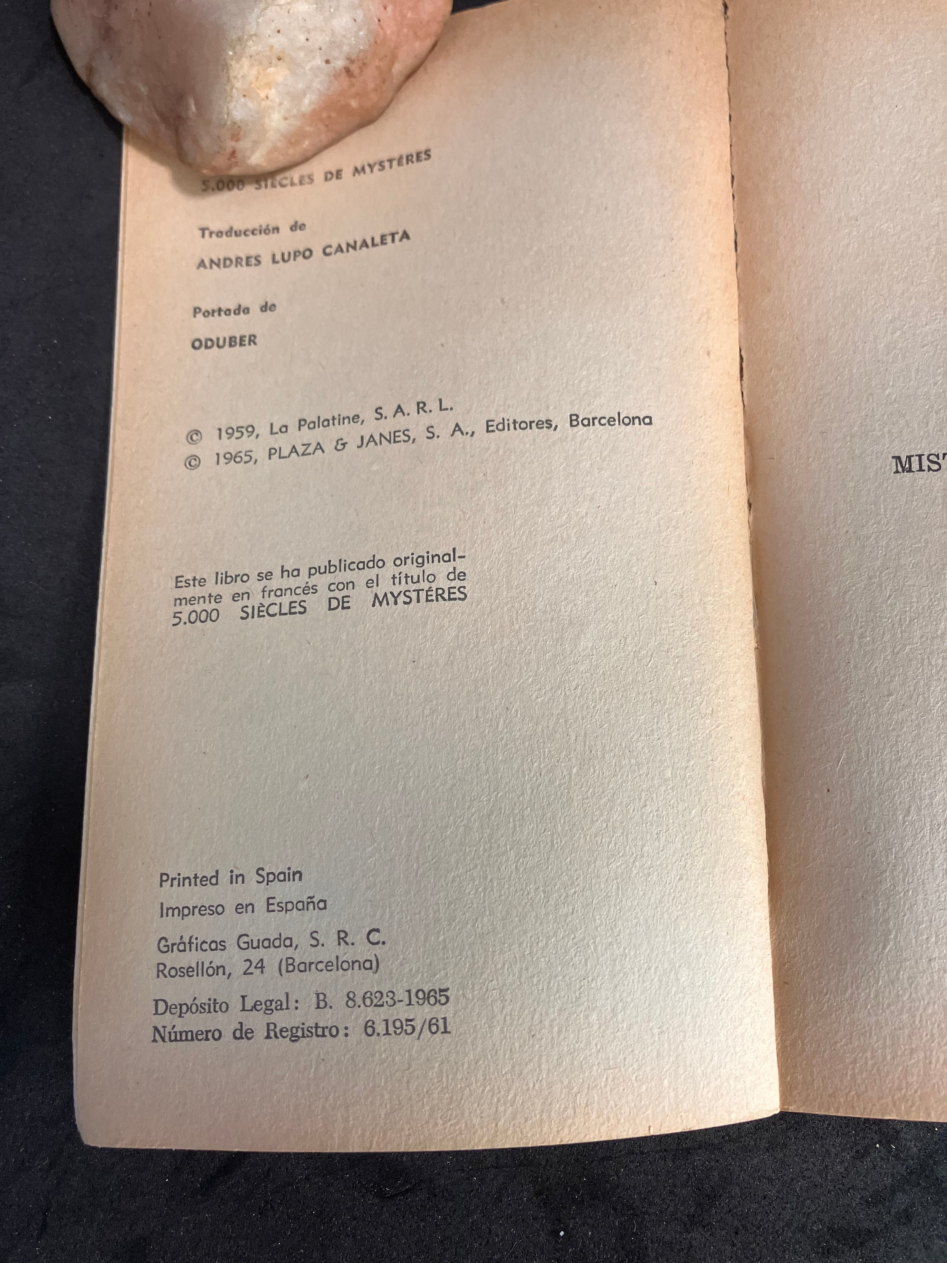 5000 Siglos de Misterio – Roger May – Édition Lauro / Plaza & Janés (1965)