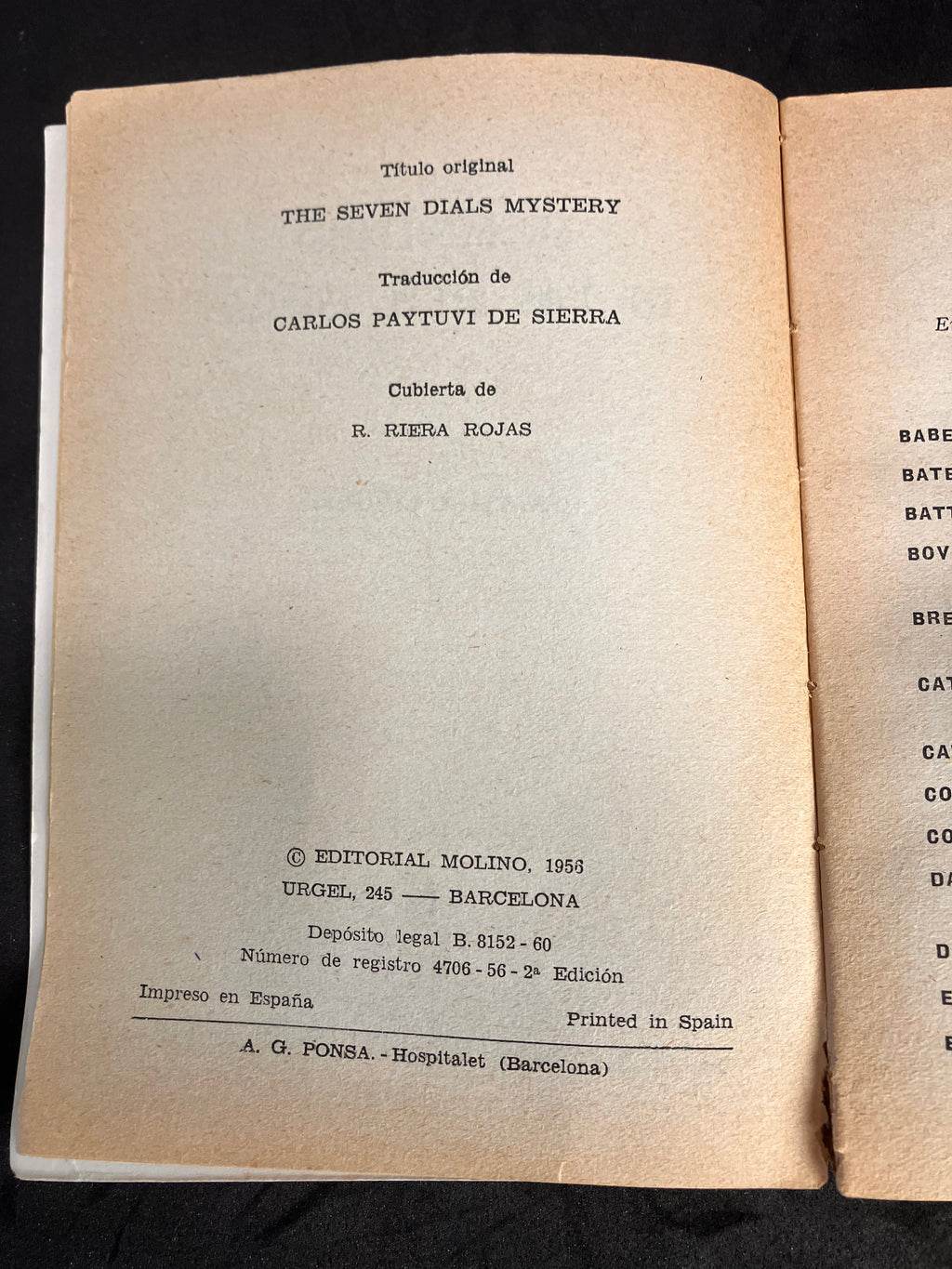 El misterio de las siete esferas – Agatha Christie (Editorial Molino, Selecciones de Biblioteca Oro, 2ª edición, 1960; trad. Carlos Paytuvi de Sierra)