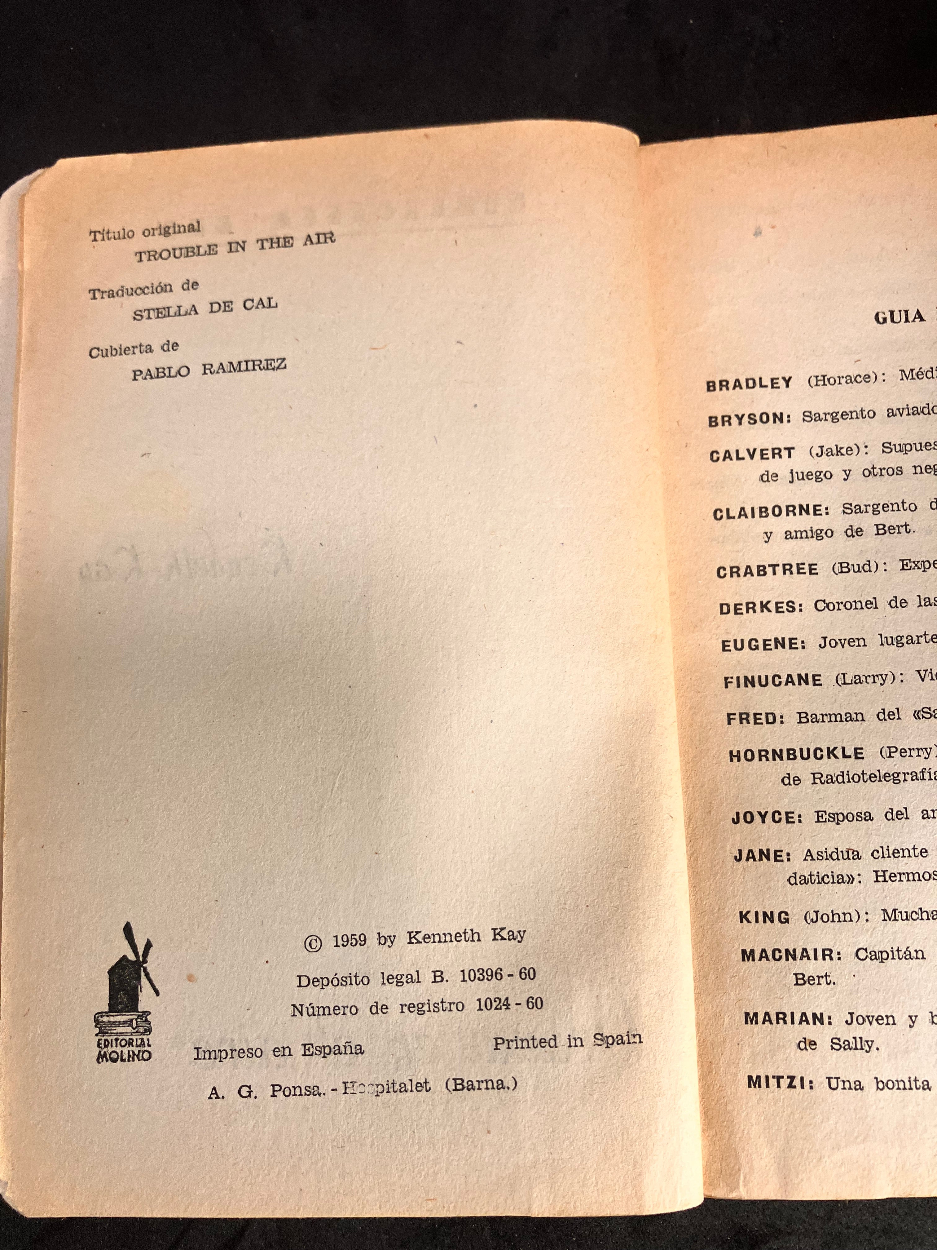 Drama en el aire – Kenneth Kay (Editorial Molino, Biblioteca Oro, 1960, trad. Stella de Cal)