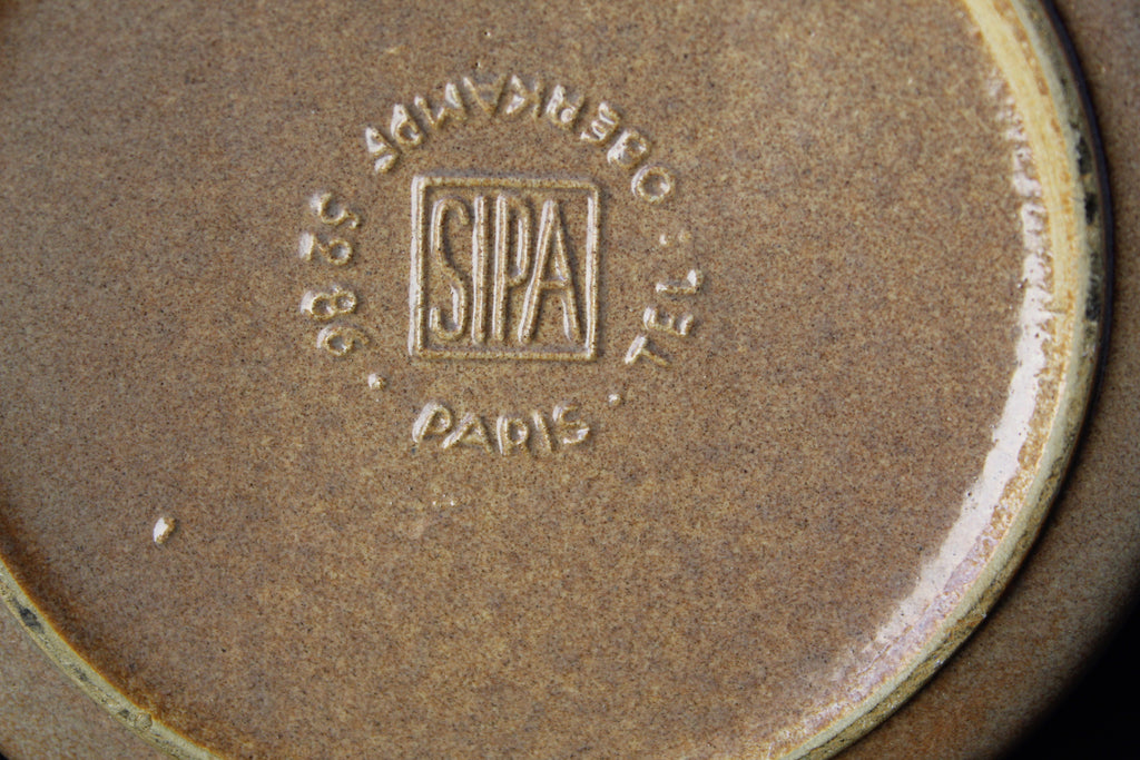 Baromètre & thermomètre vintage – SIPA Paris – céramique brun ocre (années 50-60)