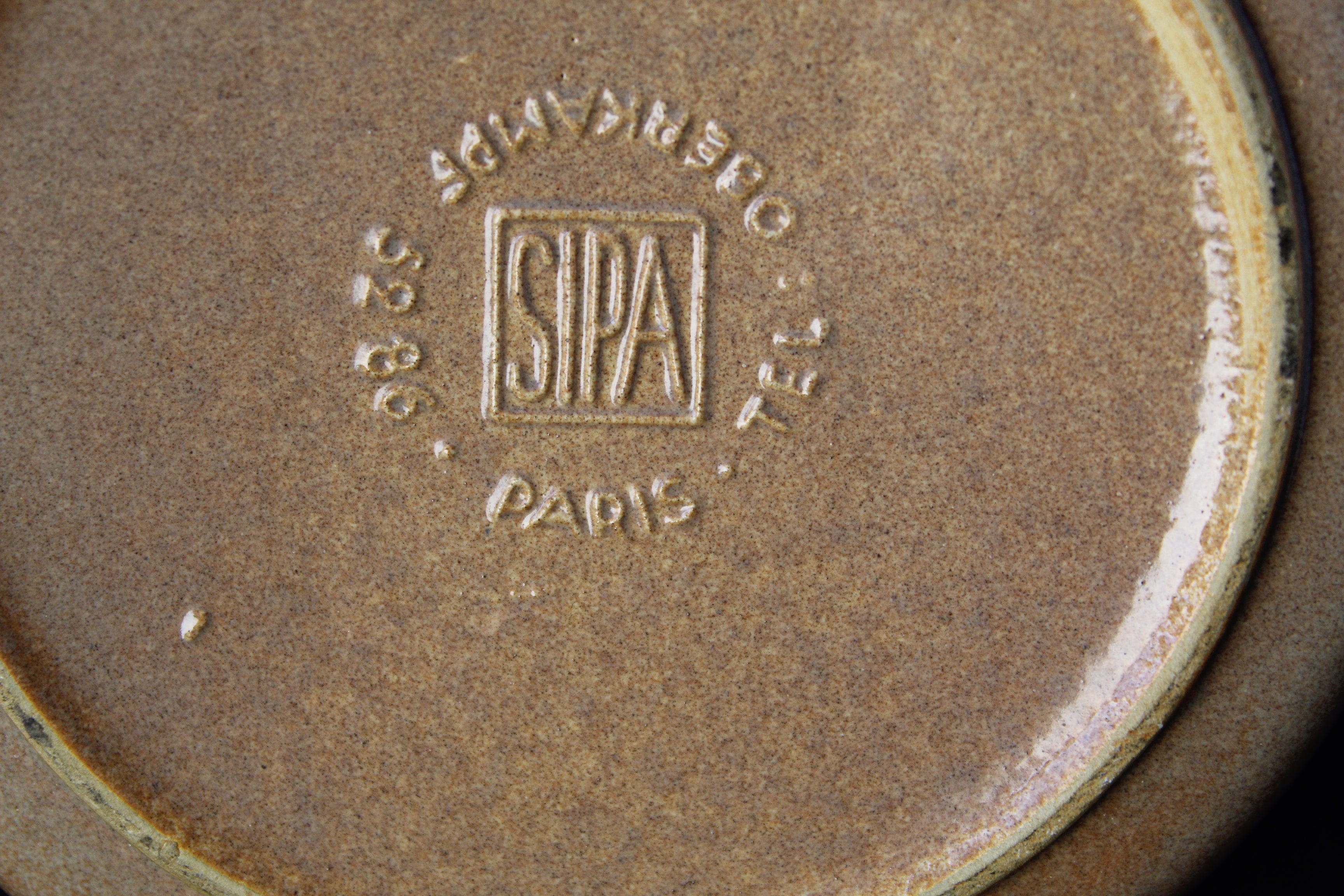 Baromètre & thermomètre vintage – SIPA Paris – céramique brun ocre (années 50-60)