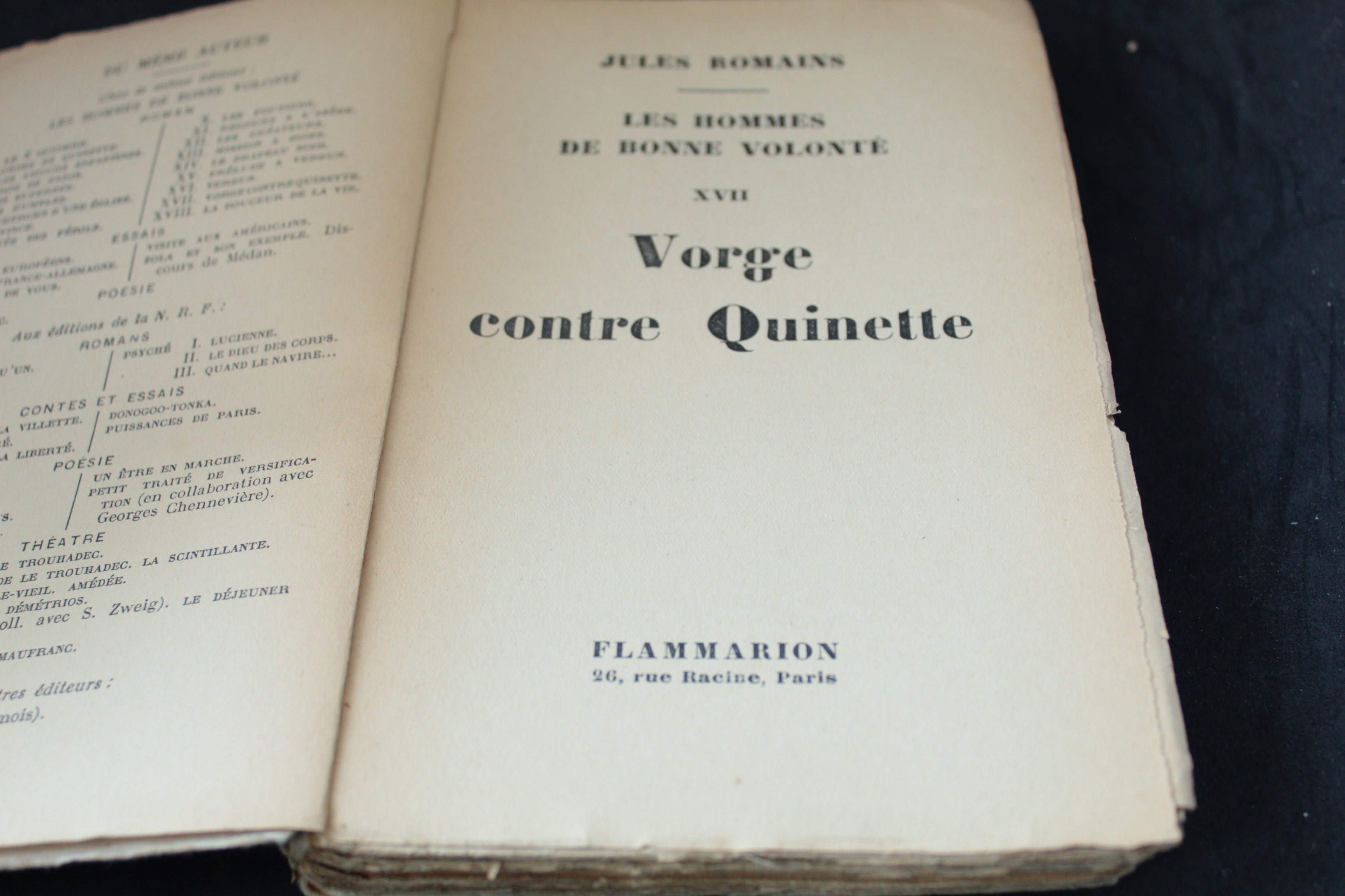 Jules Romains – Vorge contre Quinette (Les Hommes de bonne volonté XVII) – Édition originale Flammarion