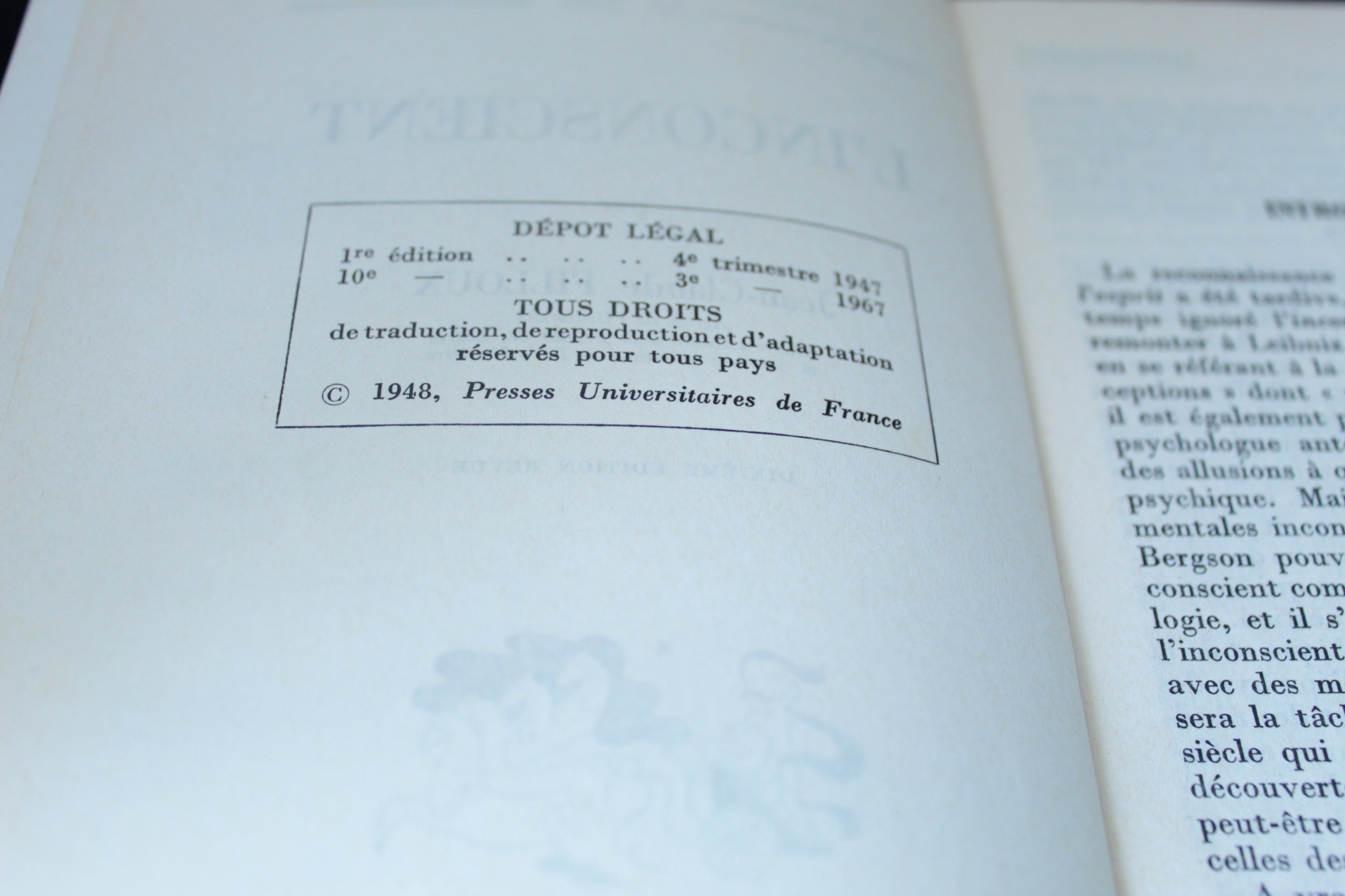 Jean-Claude Filloux – L’inconscient (Que sais-je ? – PUF, 1967)
