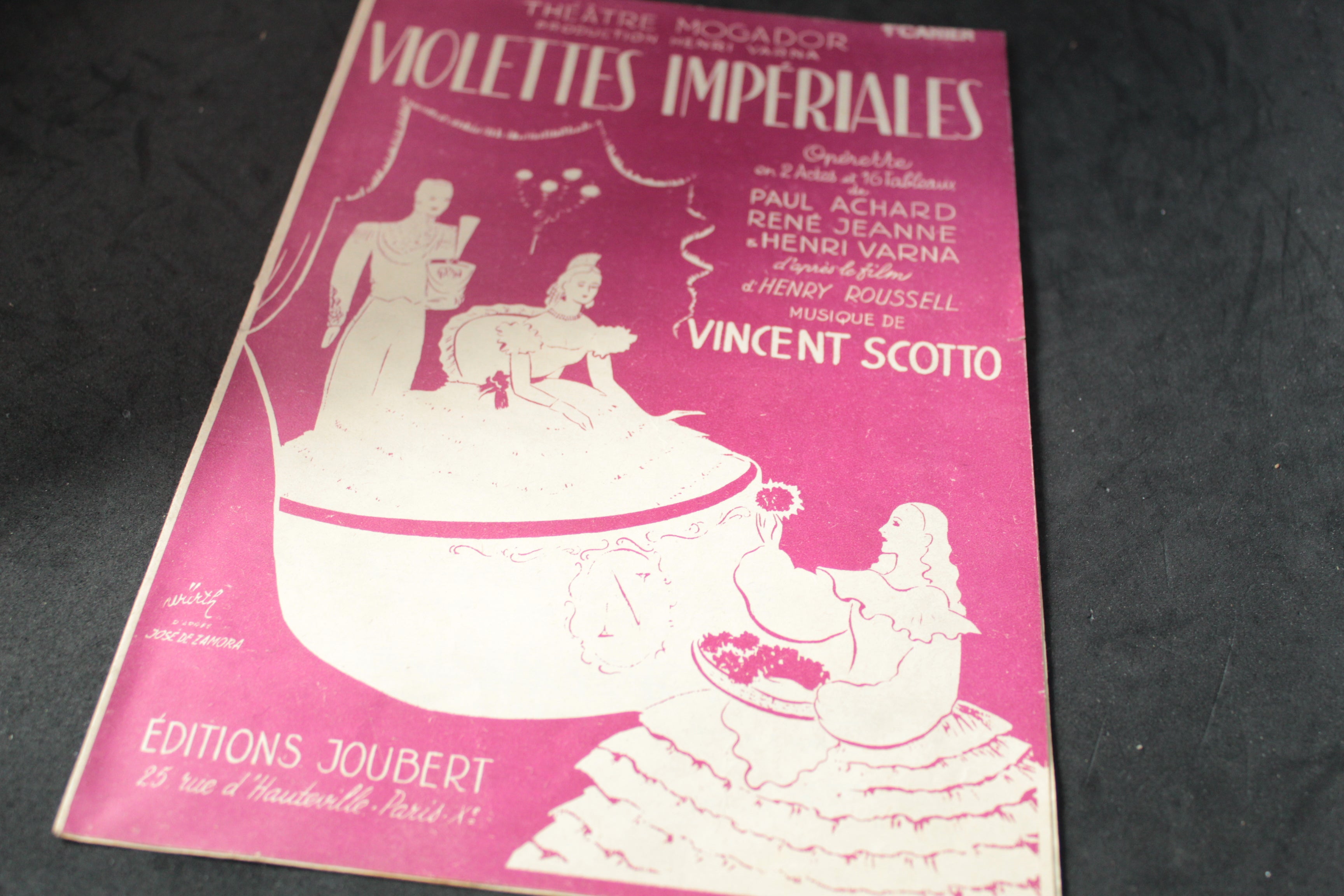 Lot de 2 partitions anciennes avec solfège – Violettes Impériales (1948, Vincent Scotto) & Les chansons de Bob et Bobette (1938)