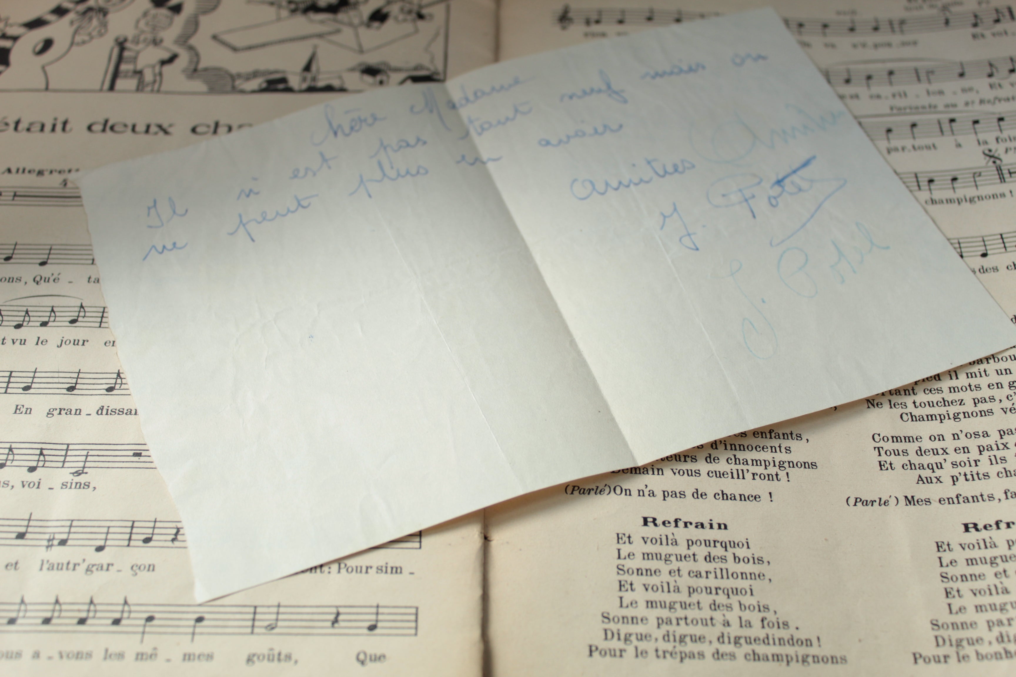 Lot de 2 partitions anciennes avec solfège – Violettes Impériales (1948, Vincent Scotto) & Les chansons de Bob et Bobette (1938)