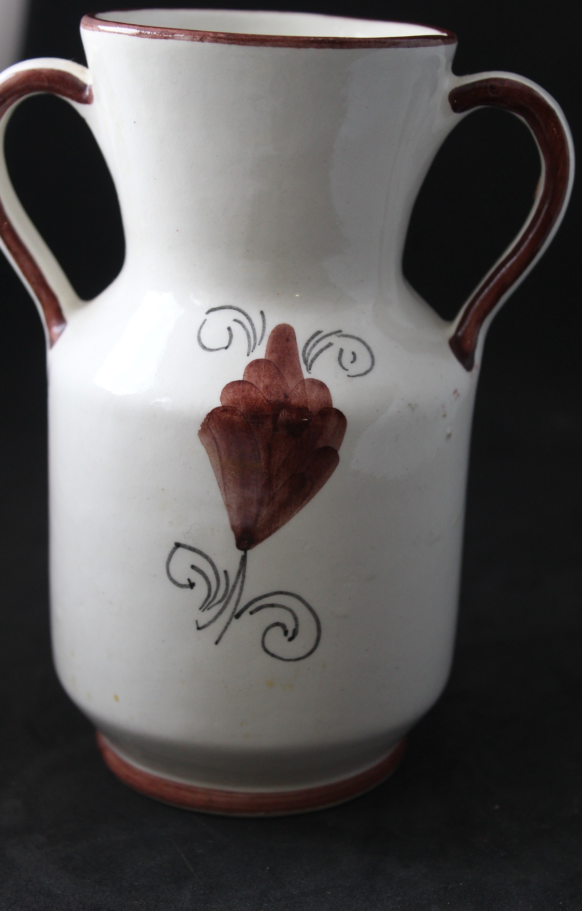 Vase Deruta authentique – Made in Italy – Faïence peinte à la main – Motifs floraux jaunes & ocres – Vintage