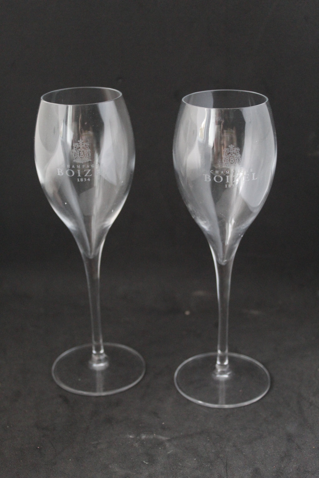 Lot de 2 flûtes à champagne gravées – Champagne BOIZEL 1834 – Collection Maison