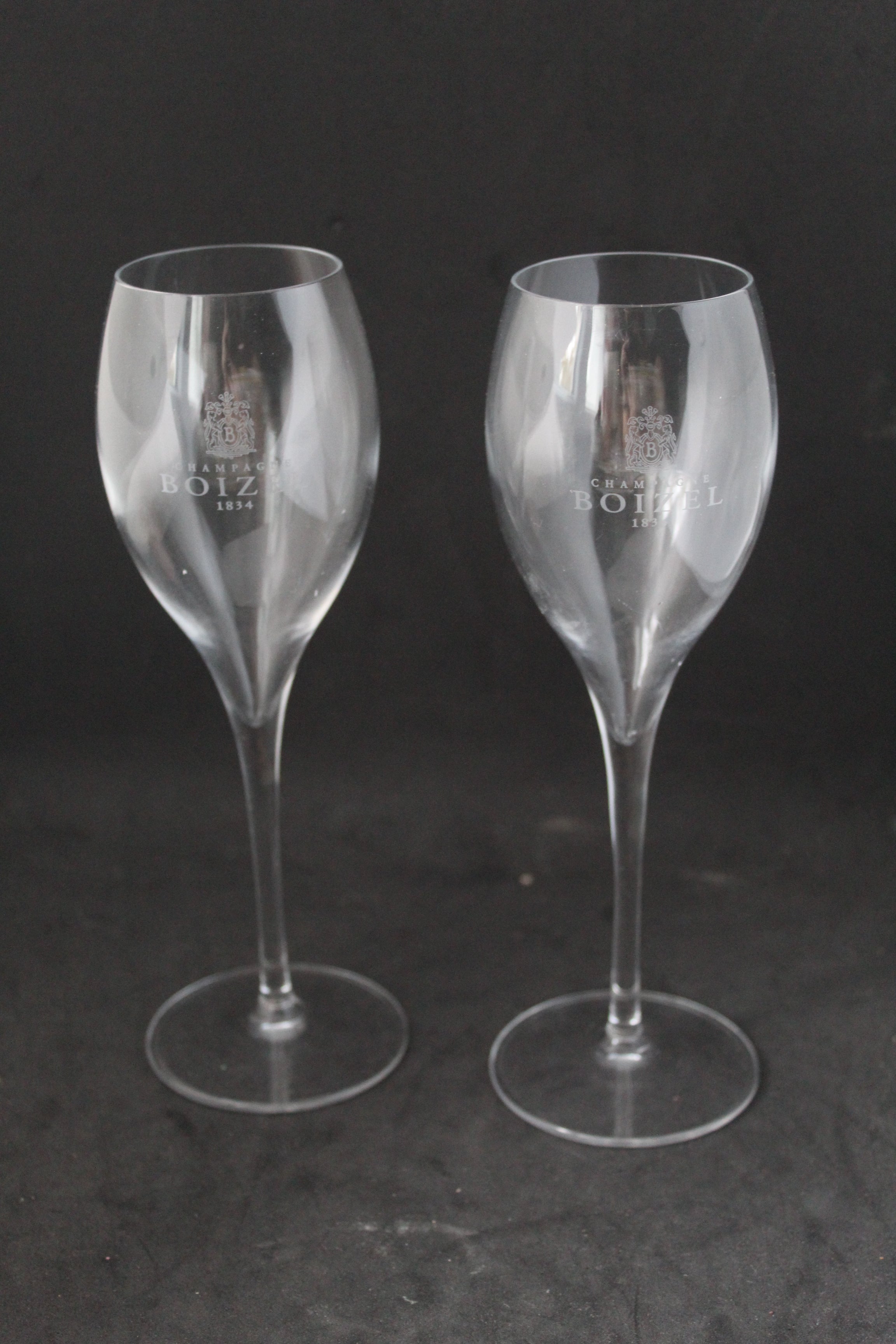 Lot de 2 flûtes à champagne gravées – Champagne BOIZEL 1834 – Collection Maison