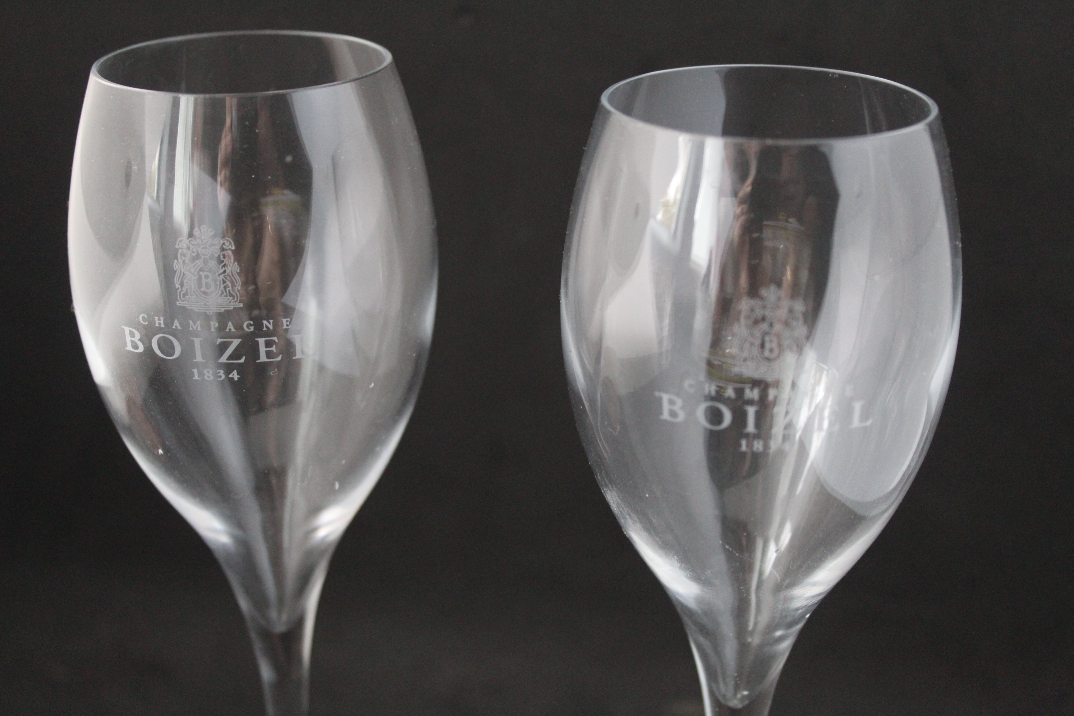 Lot de 2 flûtes à champagne gravées – Champagne BOIZEL 1834 – Collection Maison