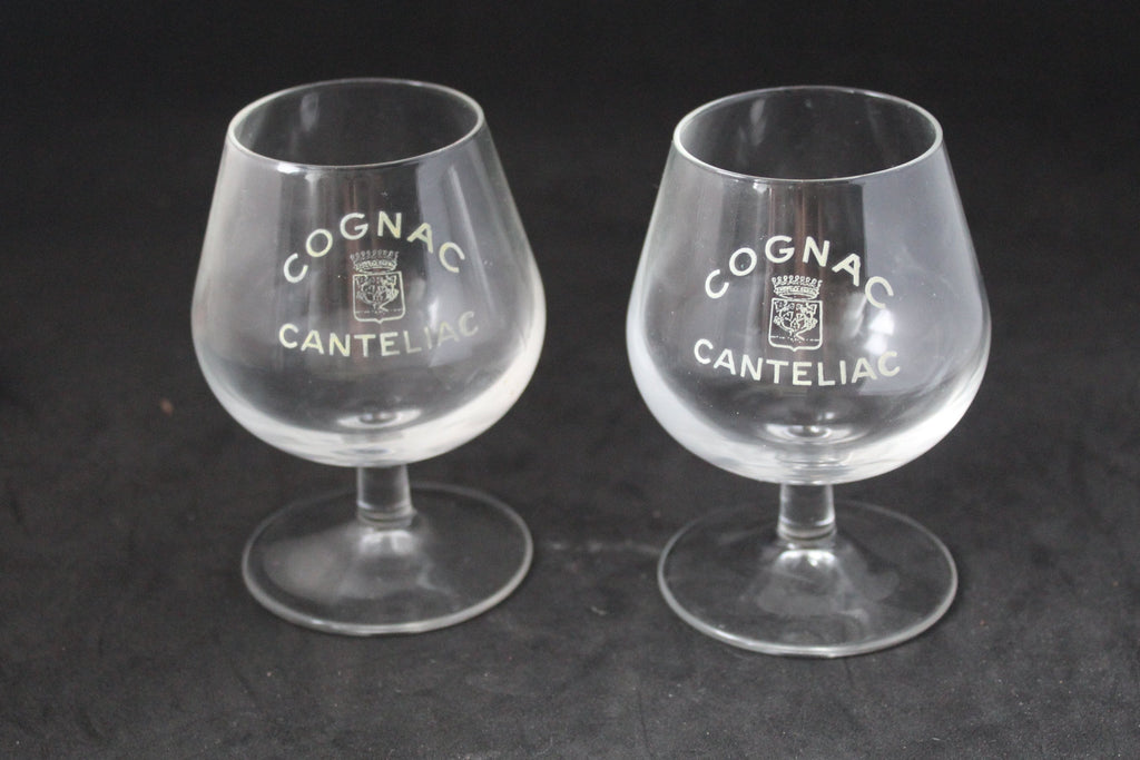 Lot de 2 verres à cognac – Cognac CANTELIAC – Gravure blanche