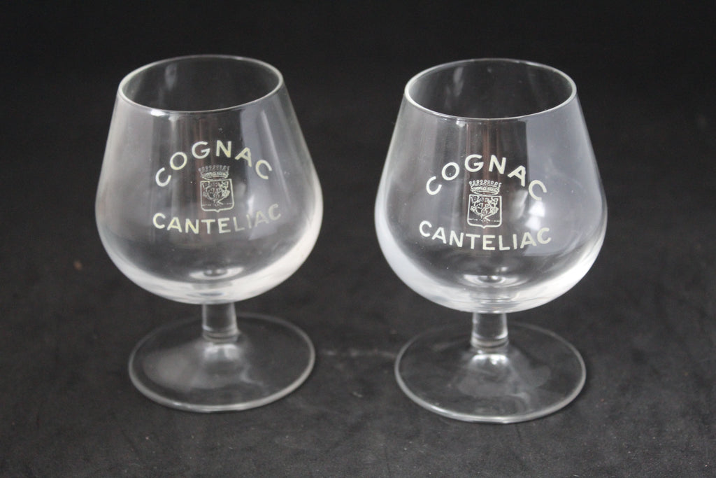 Lot de 2 verres à cognac – Cognac CANTELIAC – Gravure blanche