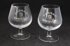 Lot de 2 verres à cognac – Cognac CANTELIAC – Gravure blanche