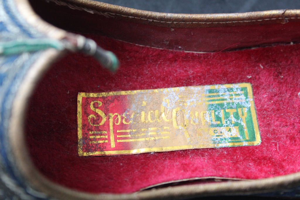 Babouches anciennes brodées – Jutti indiennes vintage (années 1960–1980)