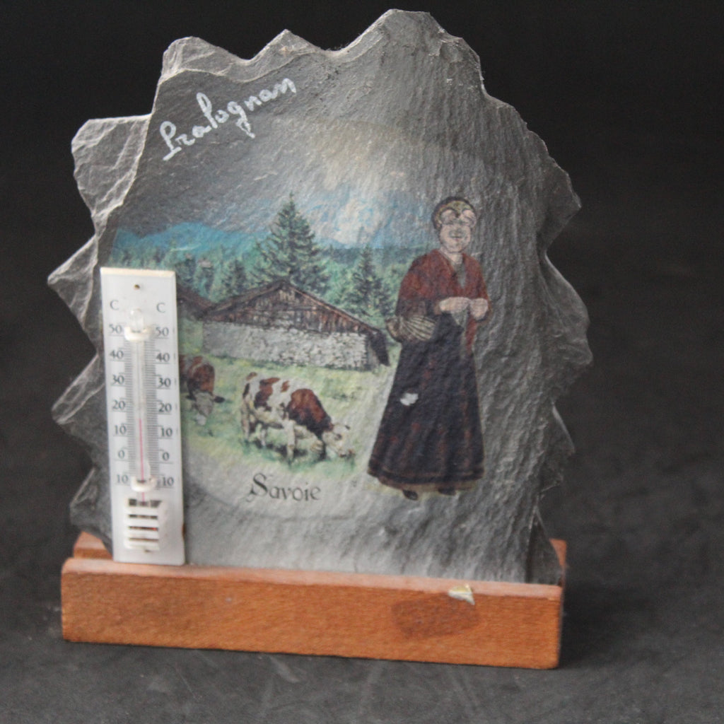 Peinture artisanale sur ardoise – Savoie – avec thermomètre