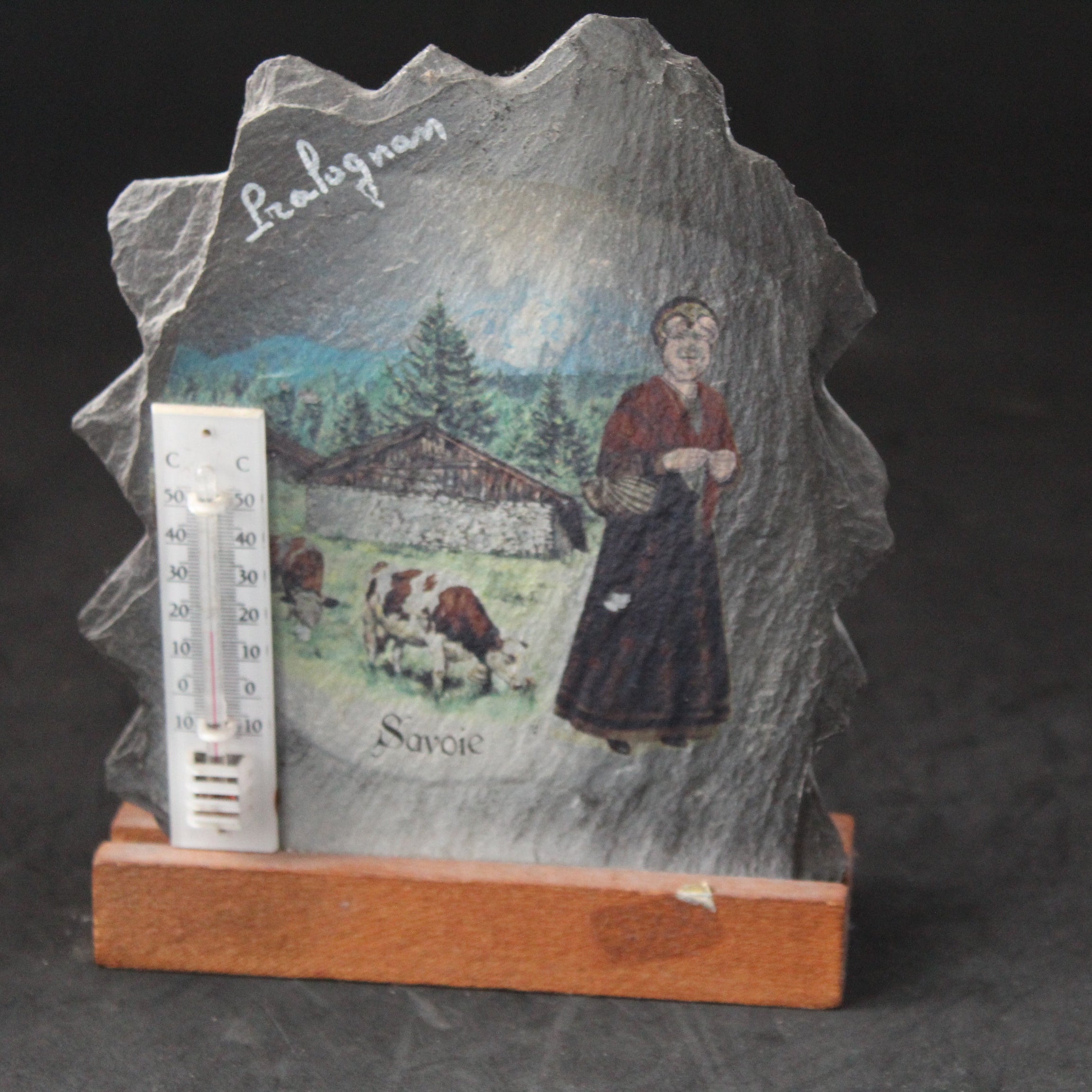 Peinture artisanale sur ardoise – Savoie – avec thermomètre