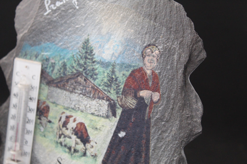 Peinture artisanale sur ardoise – Savoie – avec thermomètre