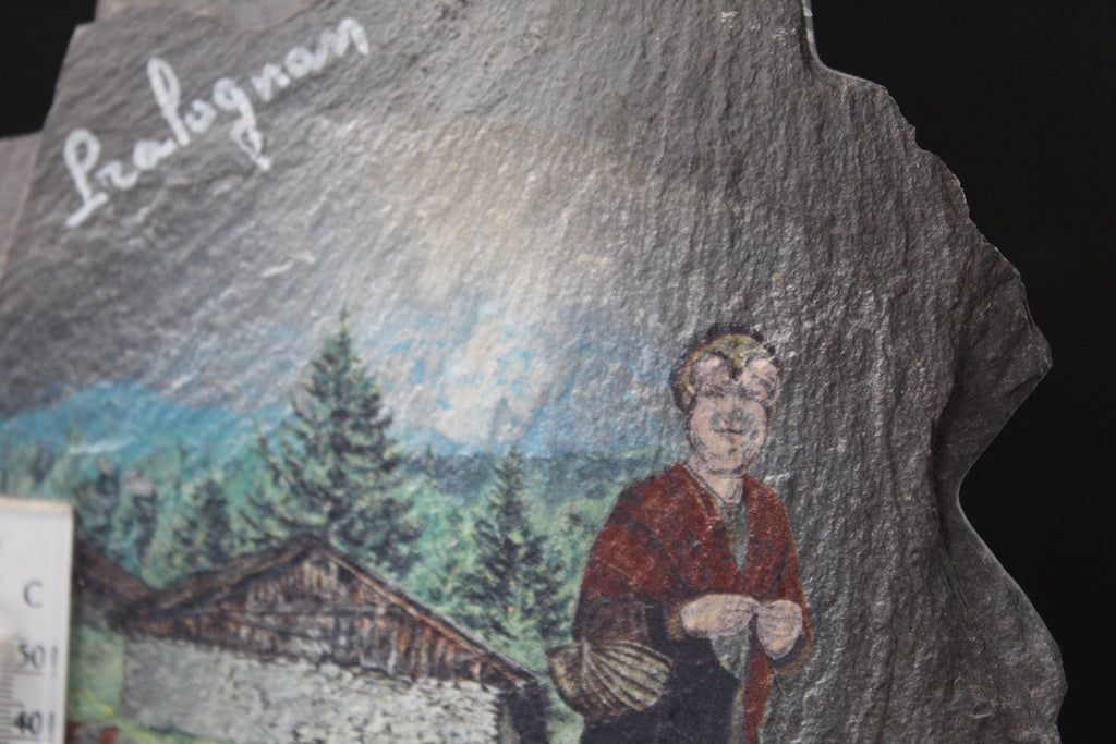 Peinture artisanale sur ardoise – Savoie – avec thermomètre