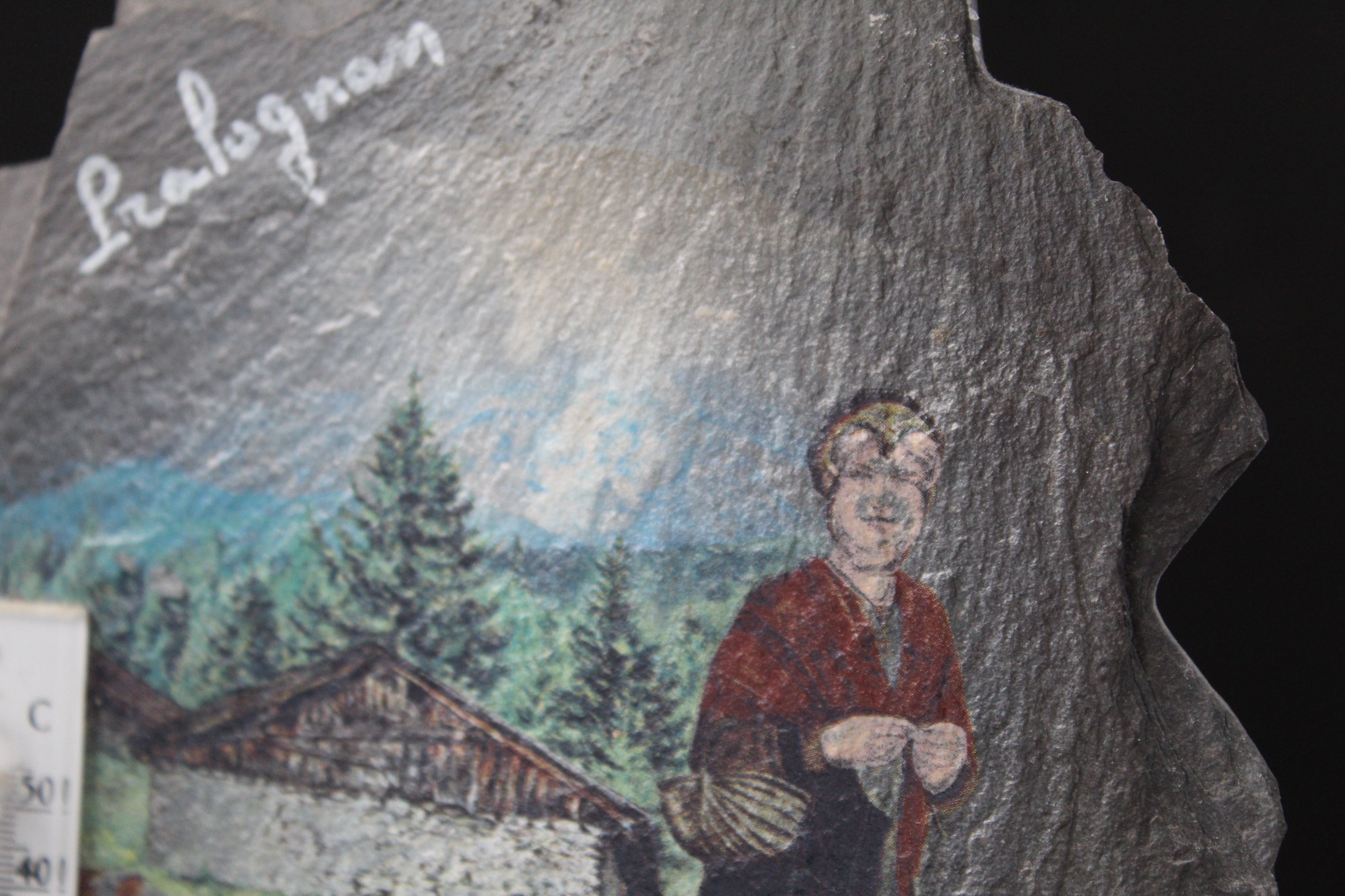 Peinture artisanale sur ardoise – Savoie – avec thermomètre