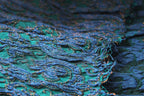 Tissu jacquard vert émeraude & bleu roi – 92 × 128 cm – Effet relief scintillant