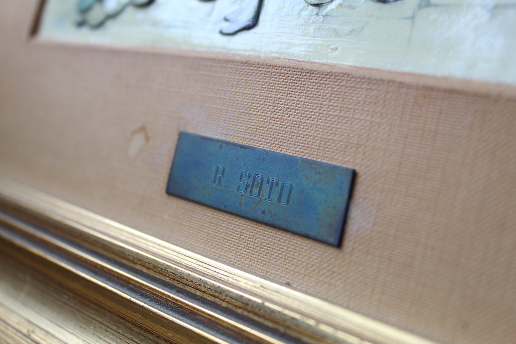 Tableau en Relief – Technique Papier Sculpté 3D – Scène de Marché aux Fleurs