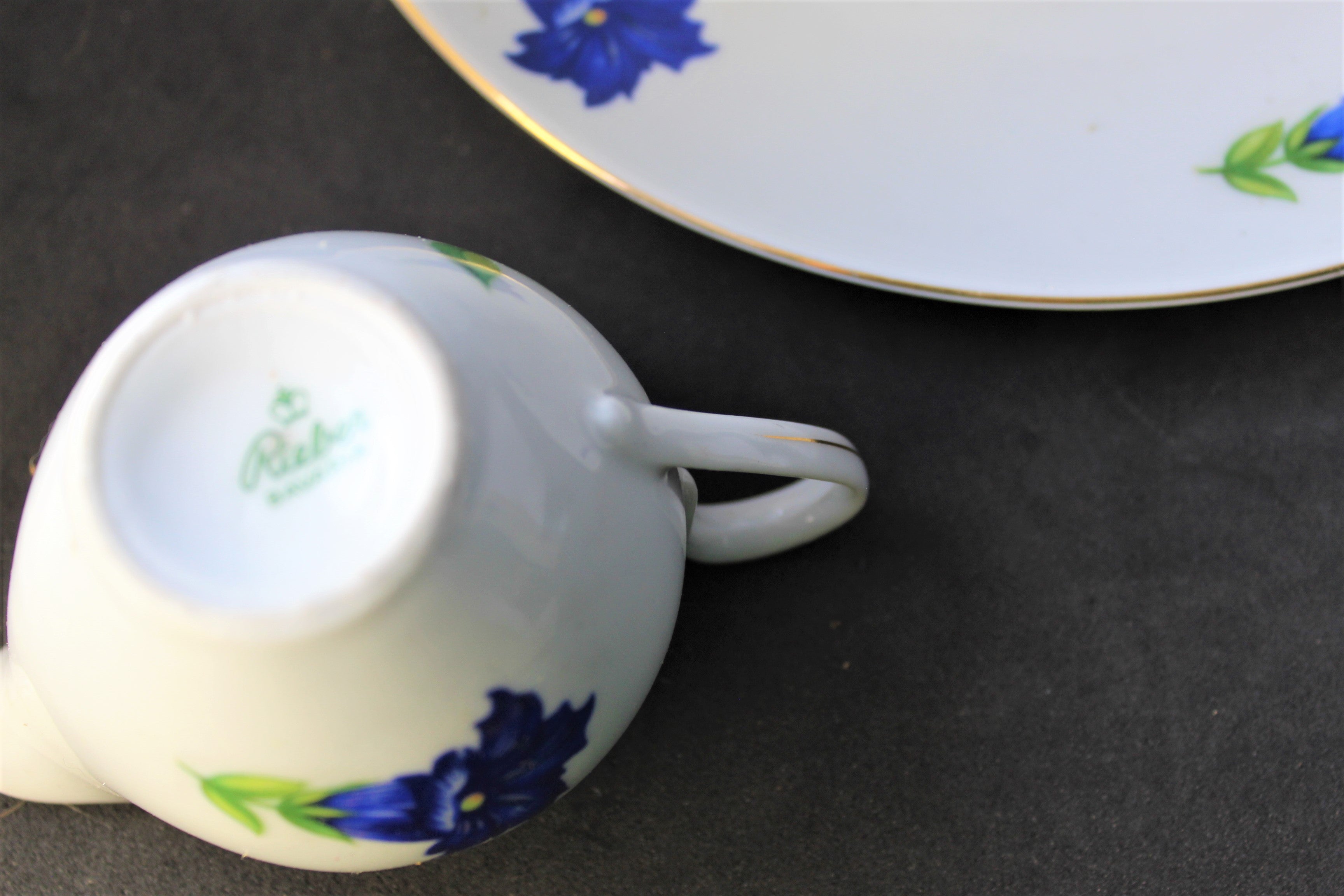 Service à thé/café en porcelaine Rieber Bavaria – Décor bleu floral