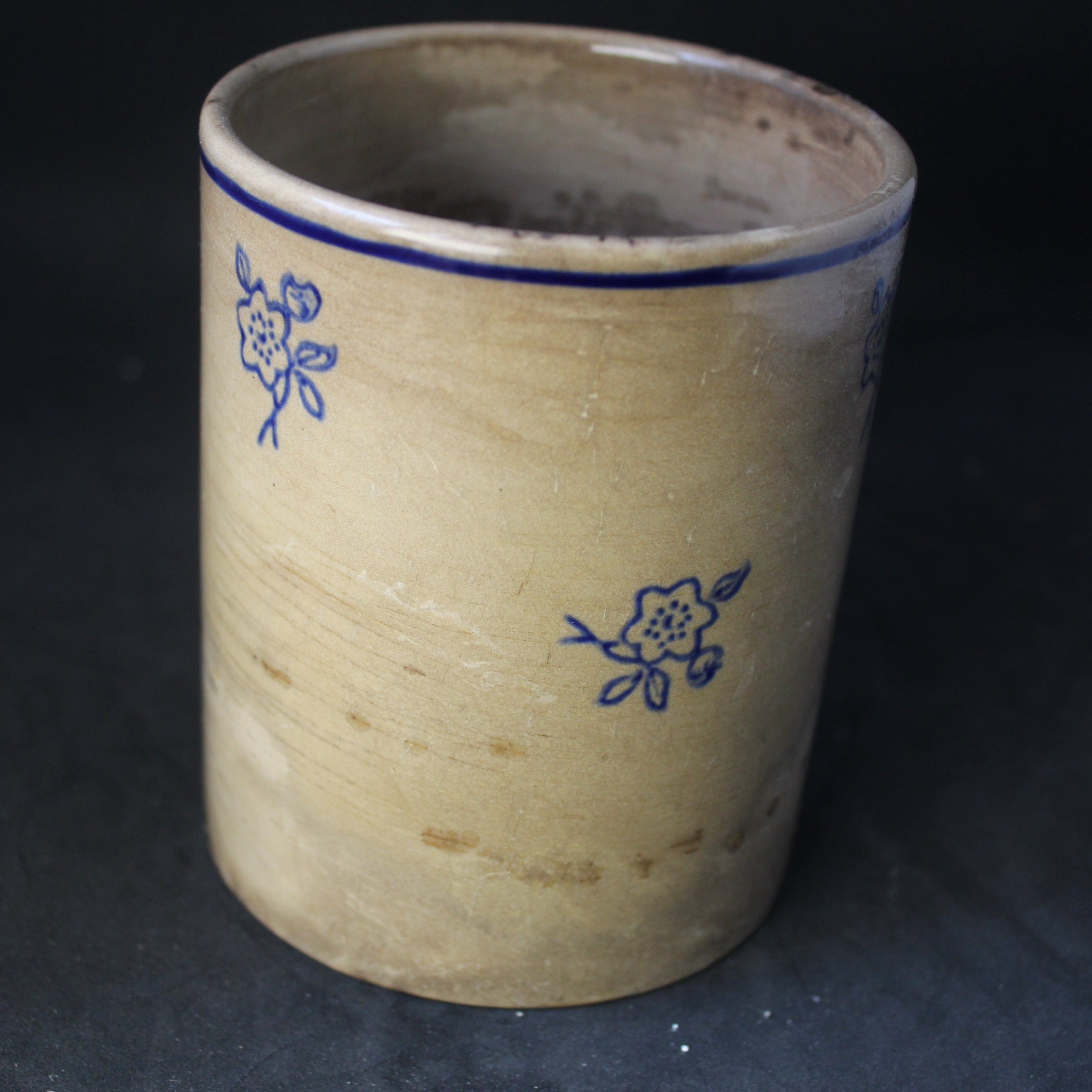 Pot ancien Gien – Faïence France "Charente" – décor floral bleu